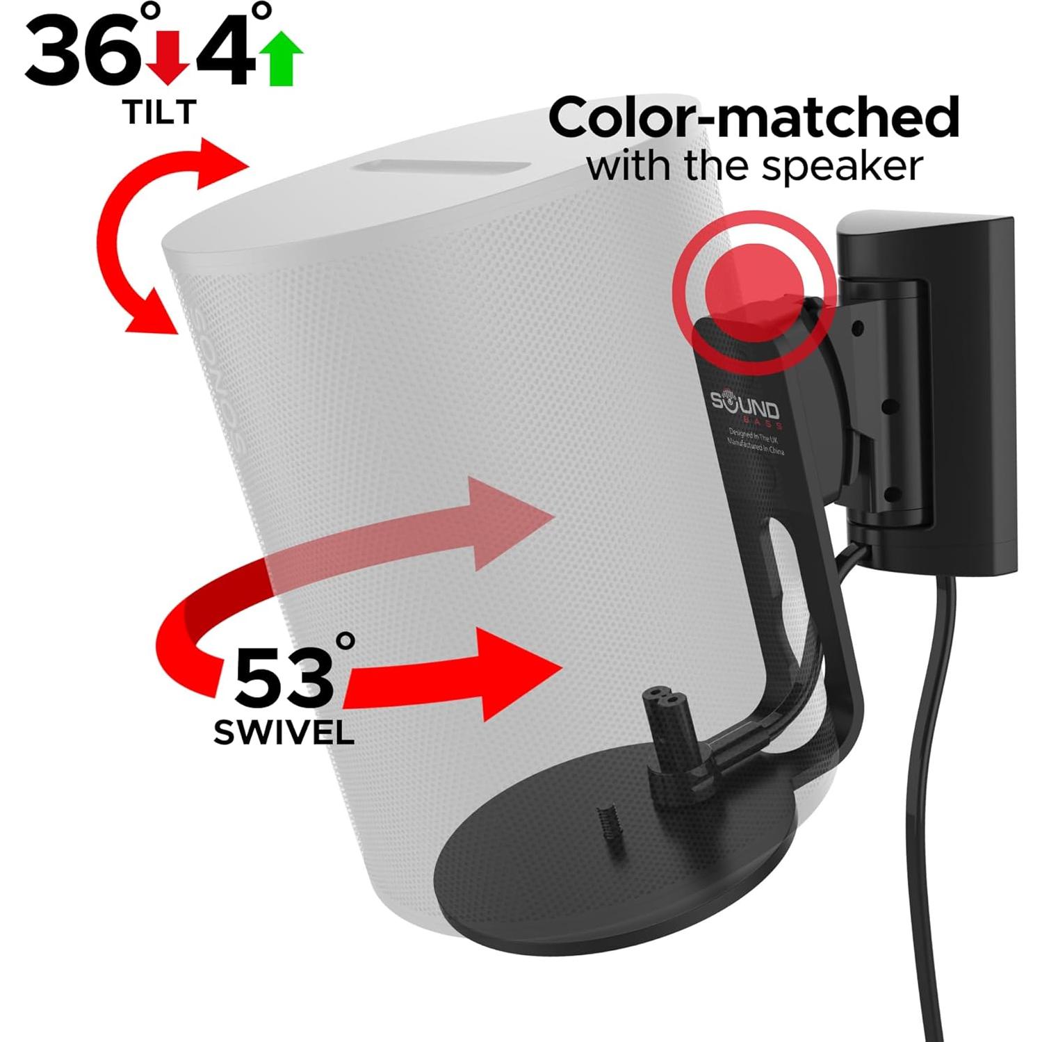 Soporte de Pared Soundbass E100 para Sonos ERA 100, Negro, Doble