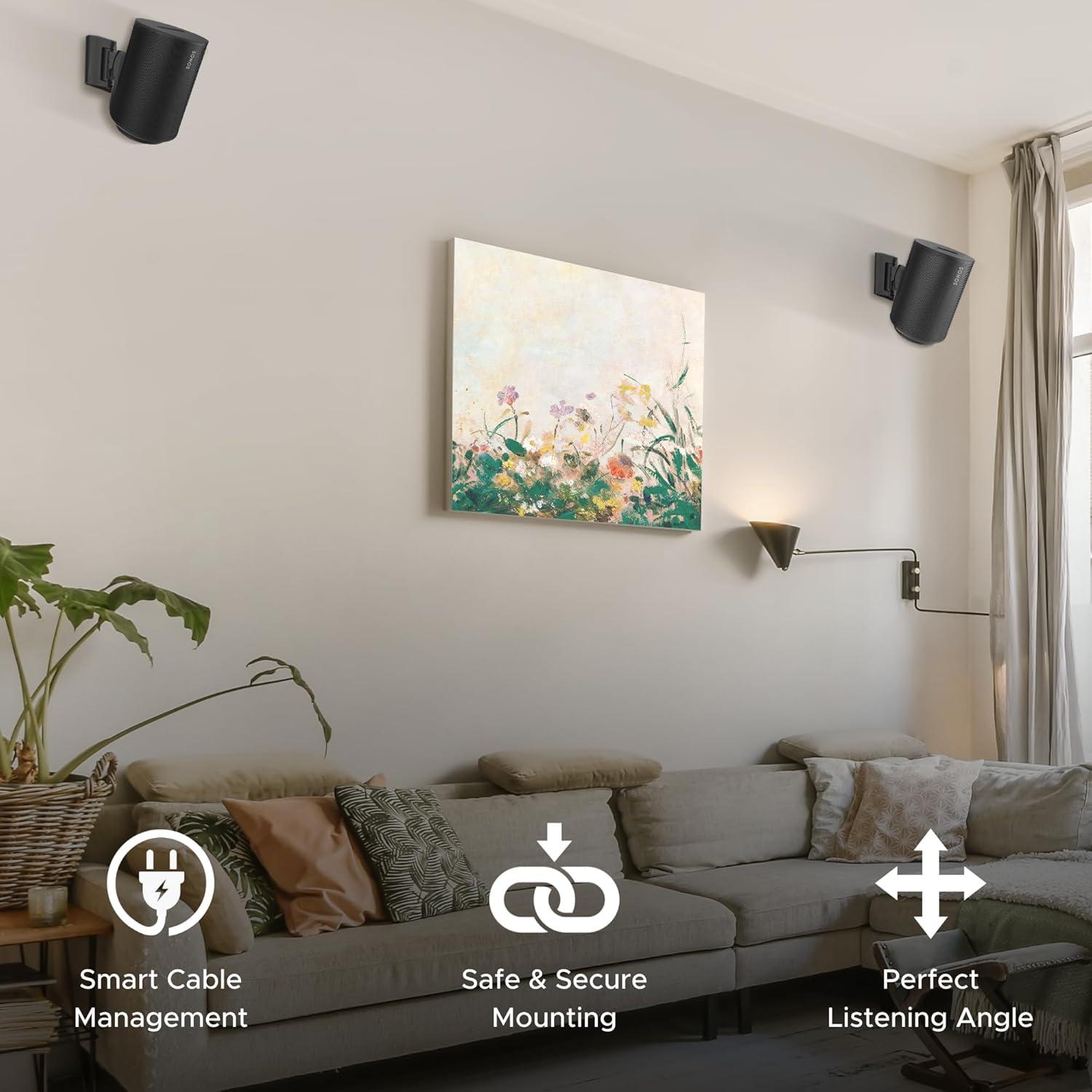 Soporte de Pared Soundbass E100 para Sonos ERA 100, Negro, Doble