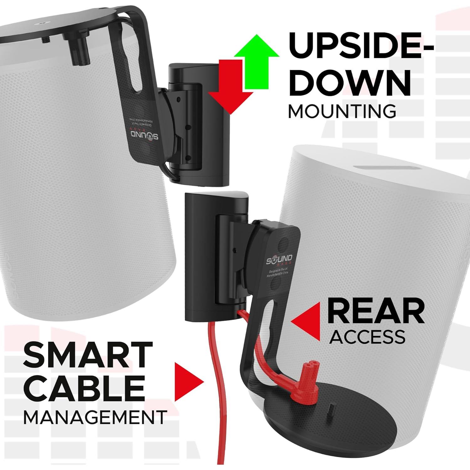 Soporte de Pared Soundbass E100 para Sonos ERA 100, Negro, Doble