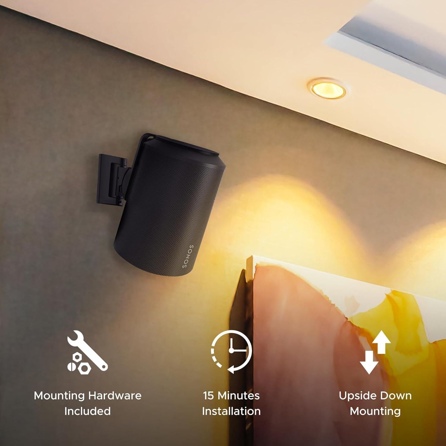 Soporte de Pared Soundbass E100 para Sonos ERA 100, Negro, Doble