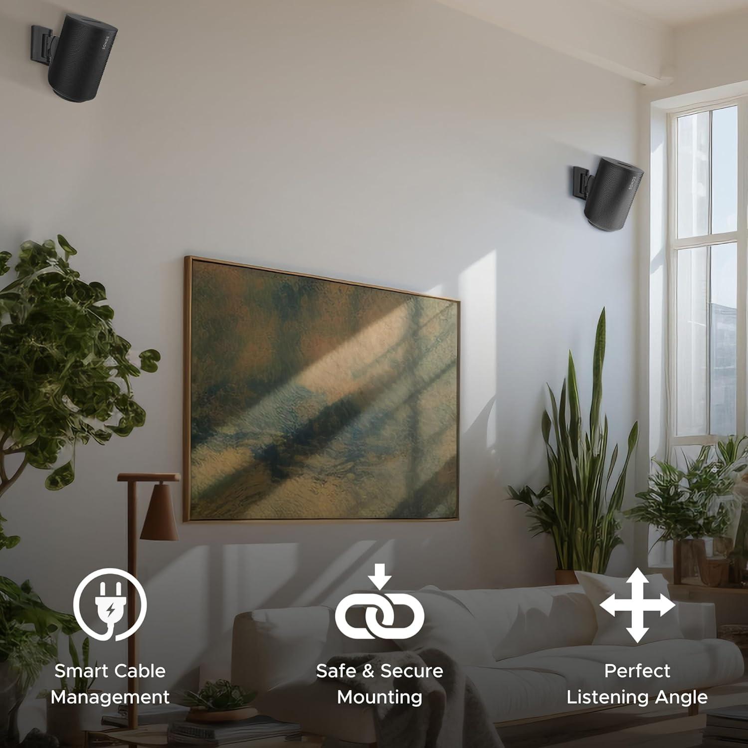 Soporte de Pared Soundbass E100 para Sonos ERA 100, Negro, Doble