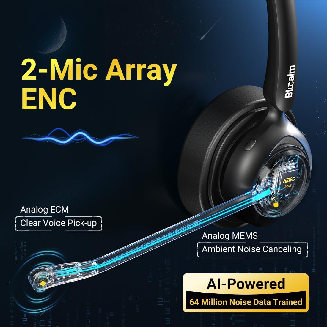 Auricular Inalámbrico Blucalm INSIGHT 50 con Micrófono y Cancelación de Ruido