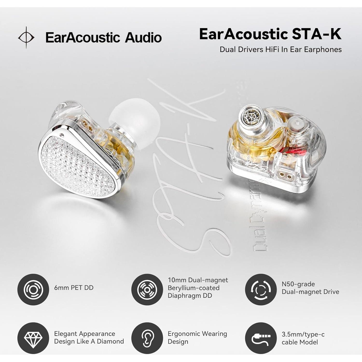 Auriculares In-Ear KINBOOFI STA-K HiFi Estéreo 1.2m Plata