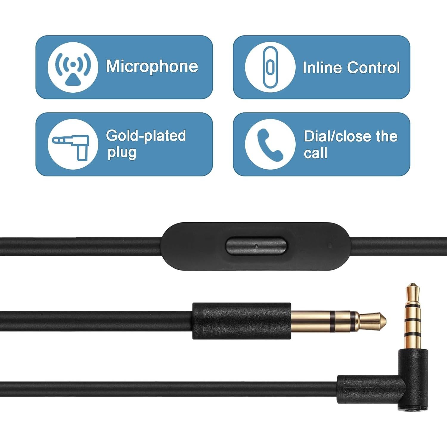 Cable de Auriculares AUX Miruchertter 1.4m Compatible Beats