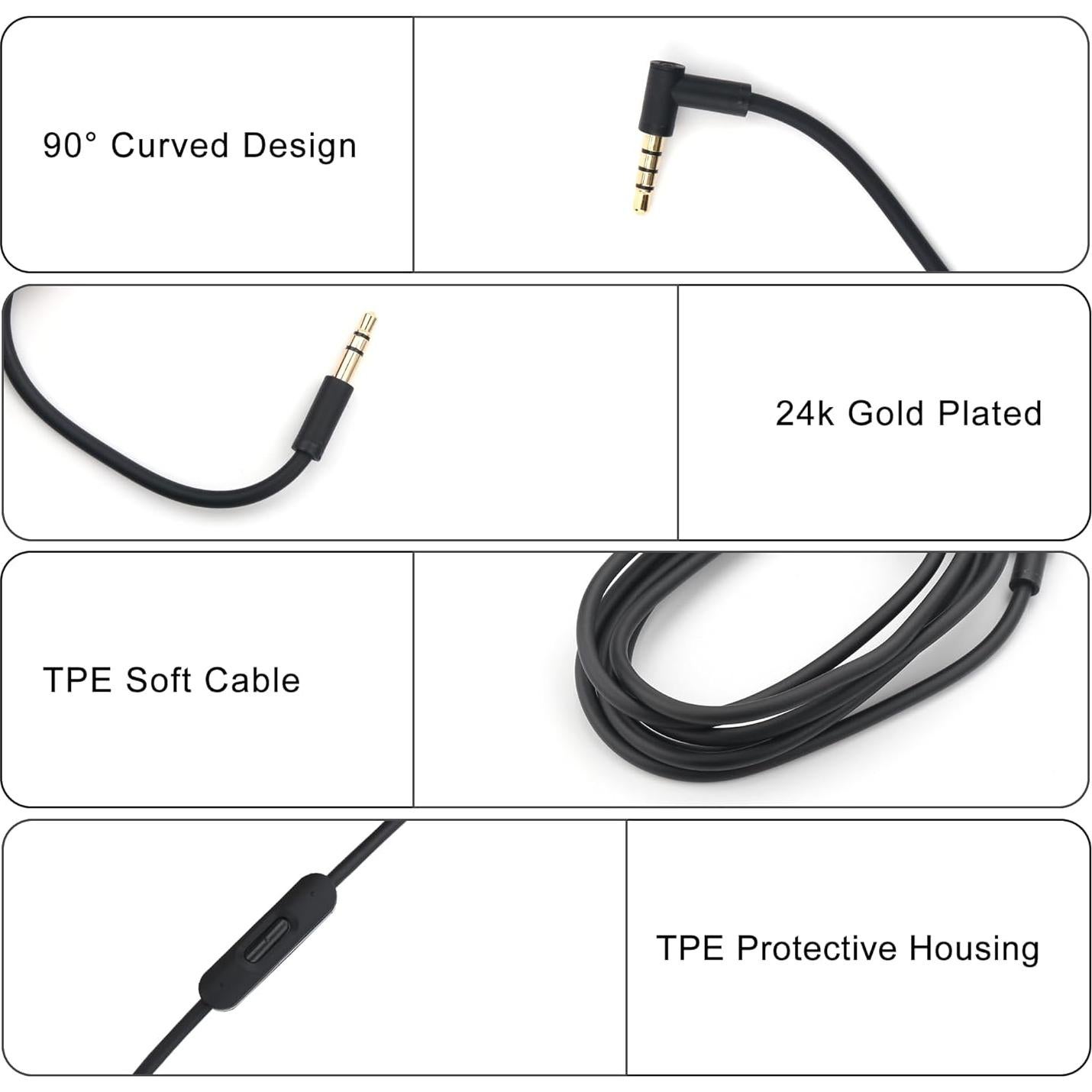 Cable de Auriculares AUX Miruchertter 1.4m Compatible Beats