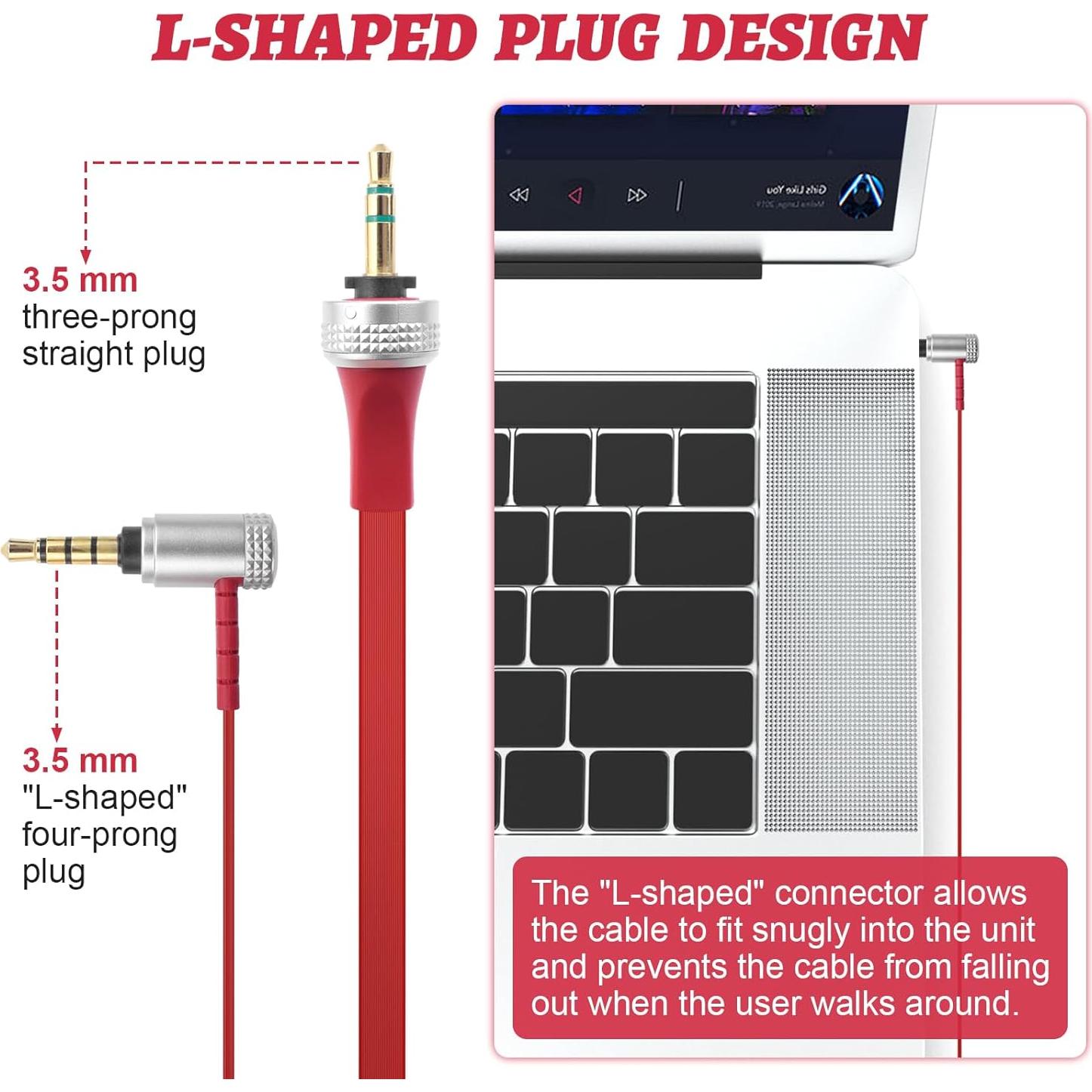Cable de Audio 3.5mm Gneinour con Micrófono 1.2m Rojo
