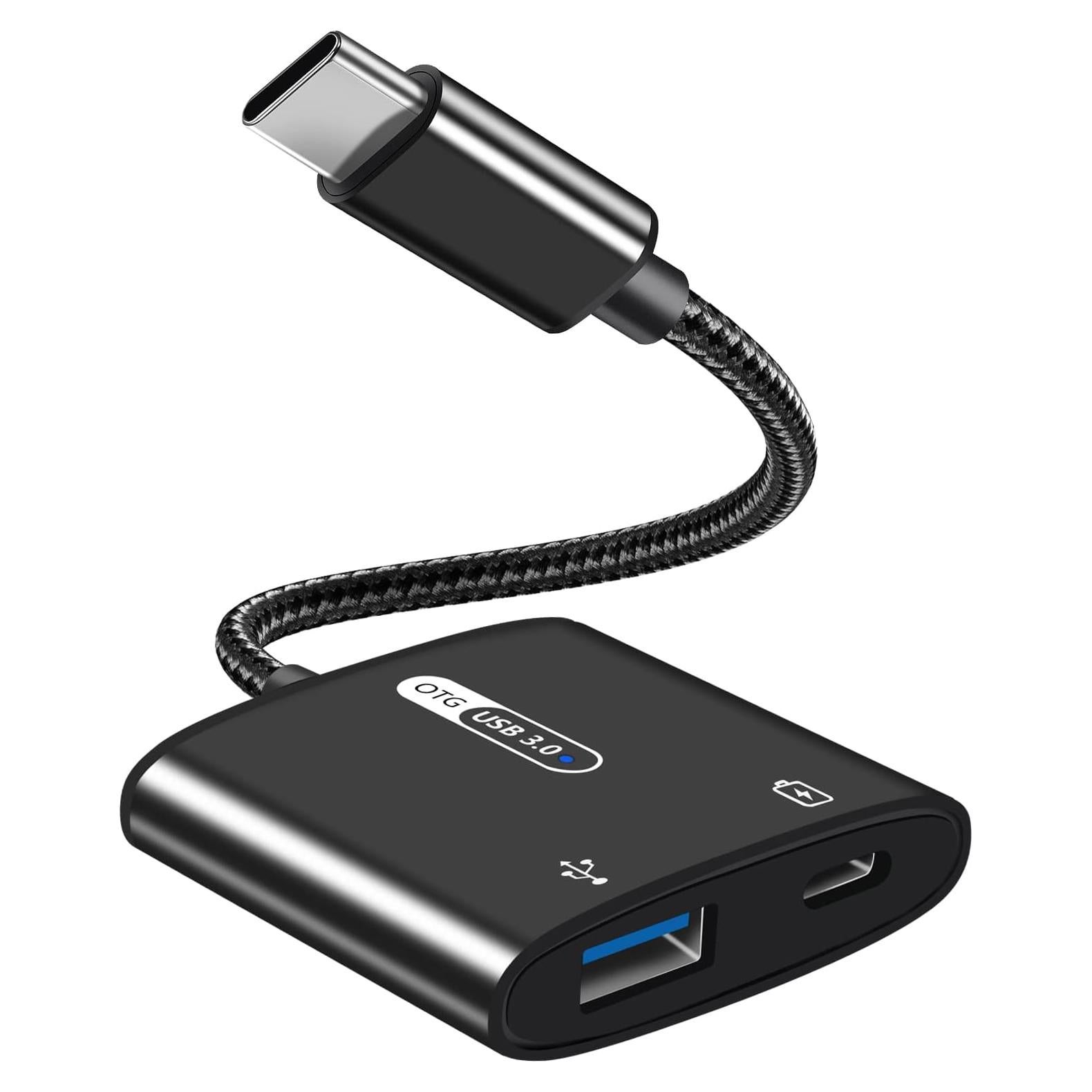 Adaptador USB C OTG con carga PD 60W Azddur - Negro