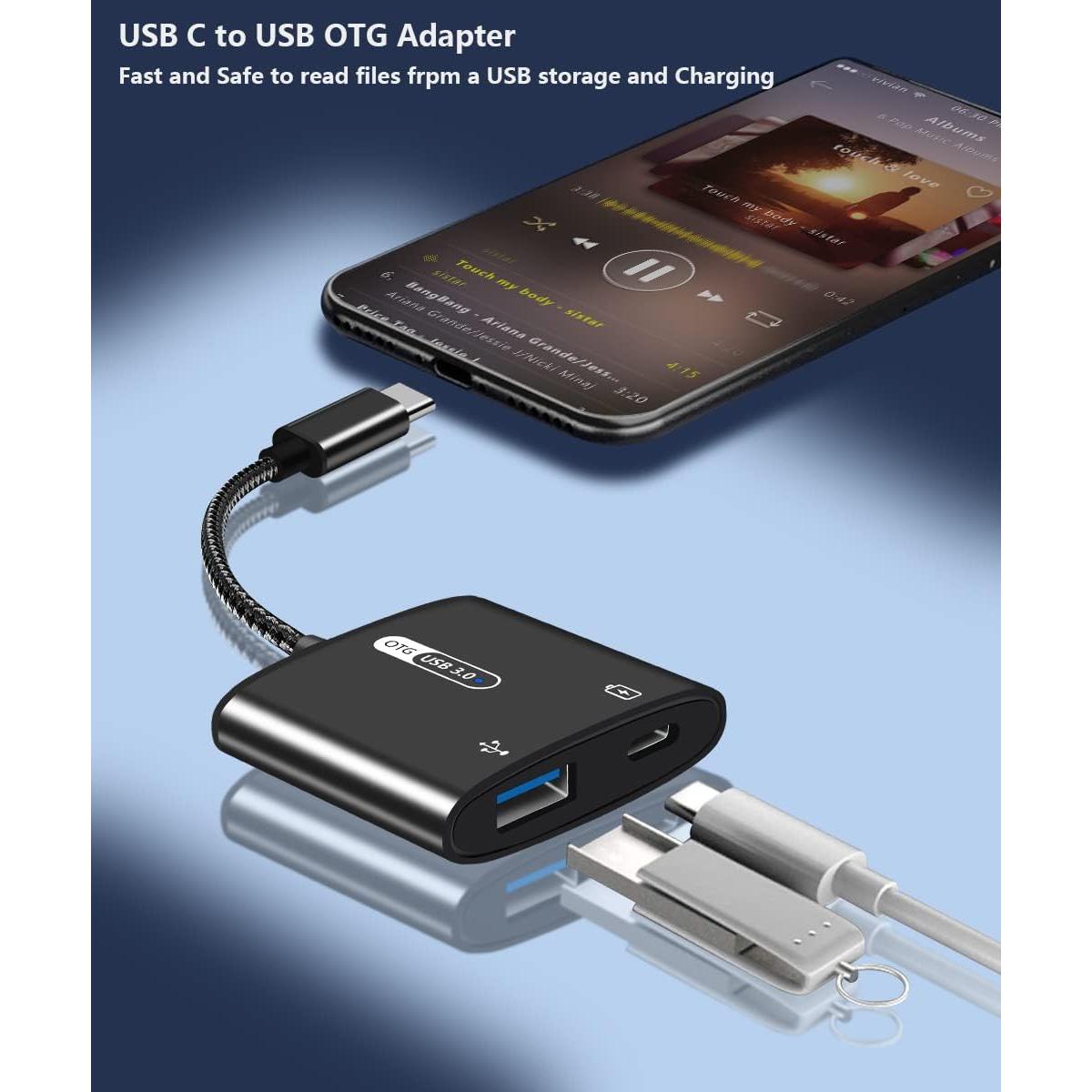 Adaptador USB C OTG con carga PD 60W Azddur - Negro