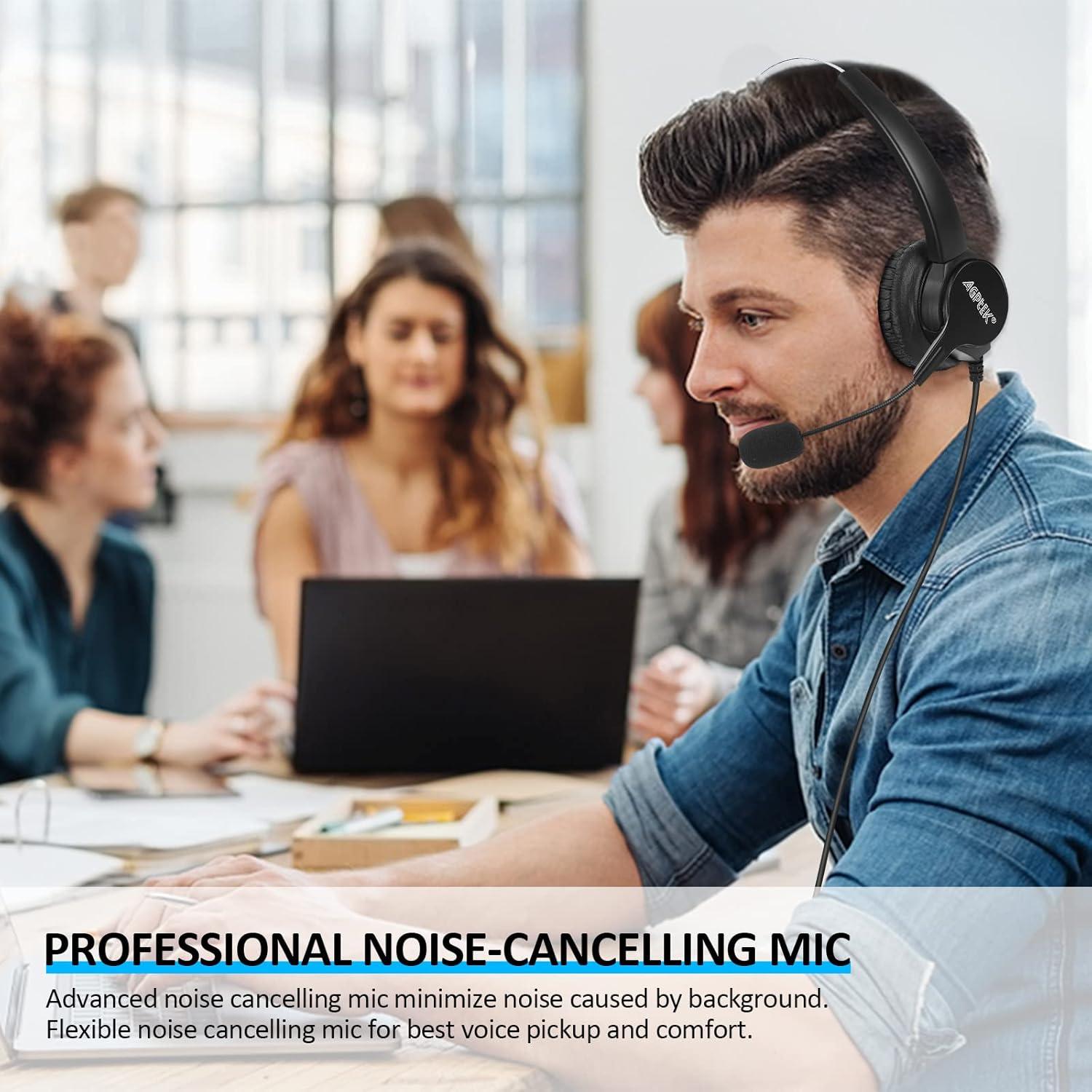 Auricular con cable AGPTEK USB con micrófono y cancelación de ruido