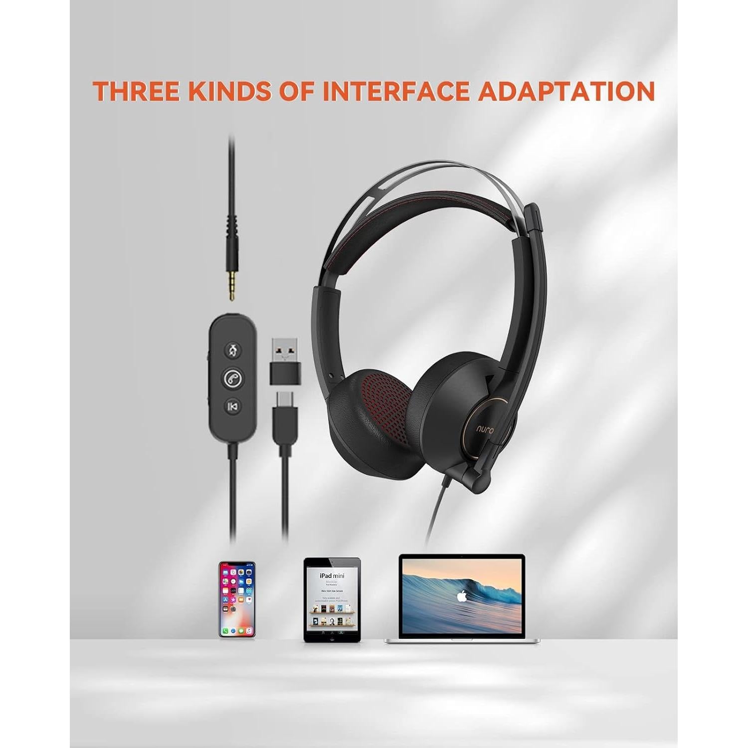 Auriculares con Cable Nuroum HP11DU con Micrófono y Cancelación de Ruido