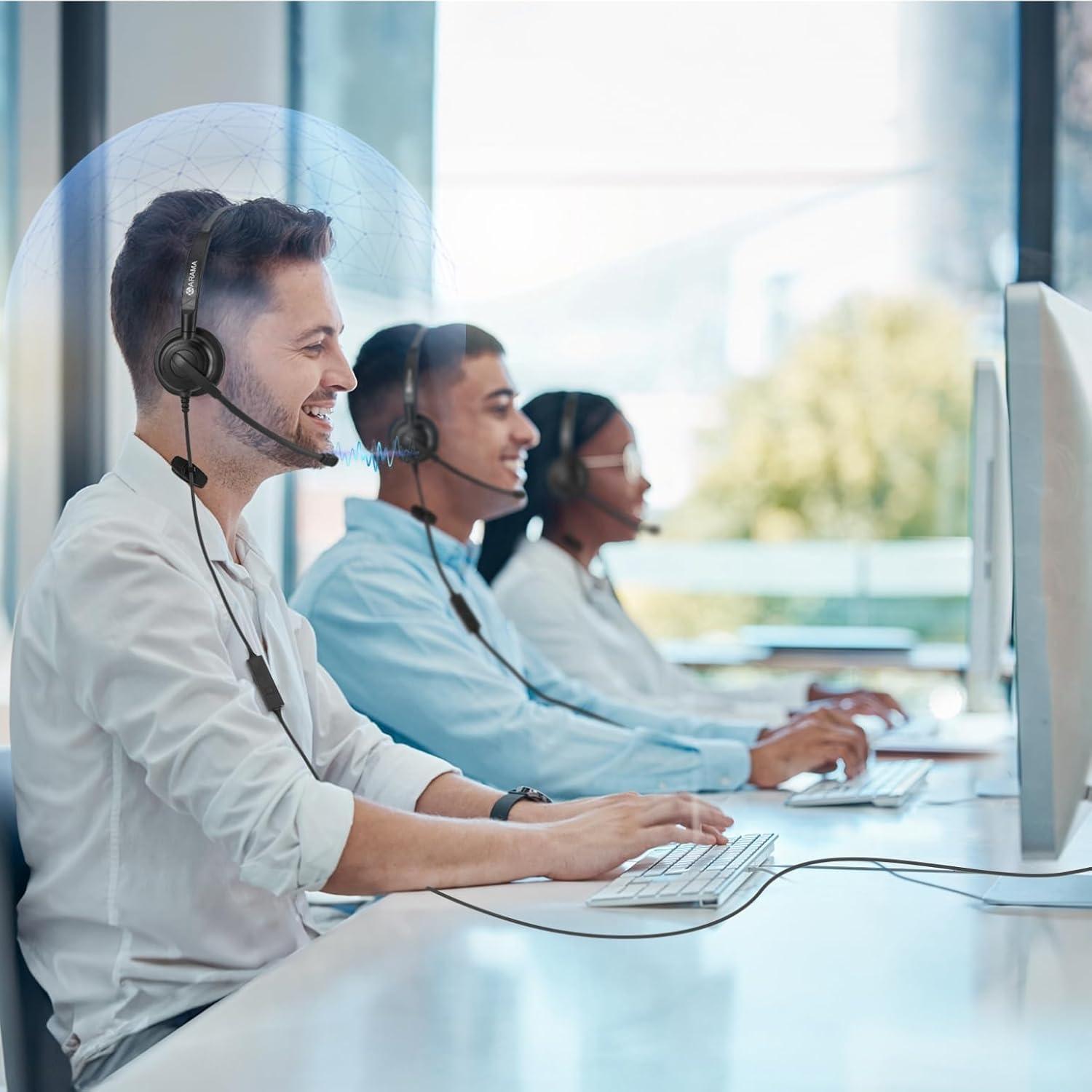 Auricular USB Arama A600 con micrófono, cancelación de ruido