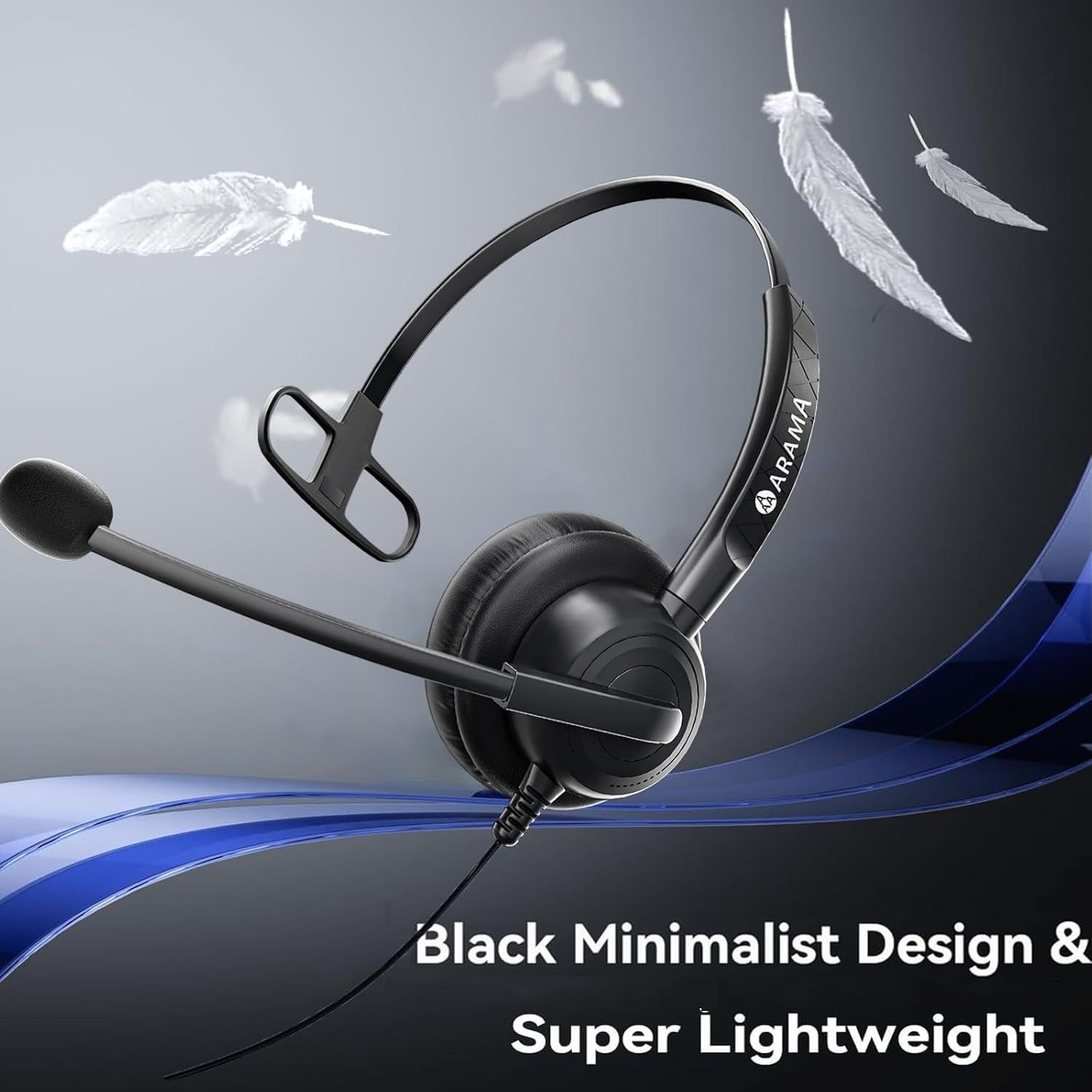 Auricular USB Arama A600 con micrófono, cancelación de ruido