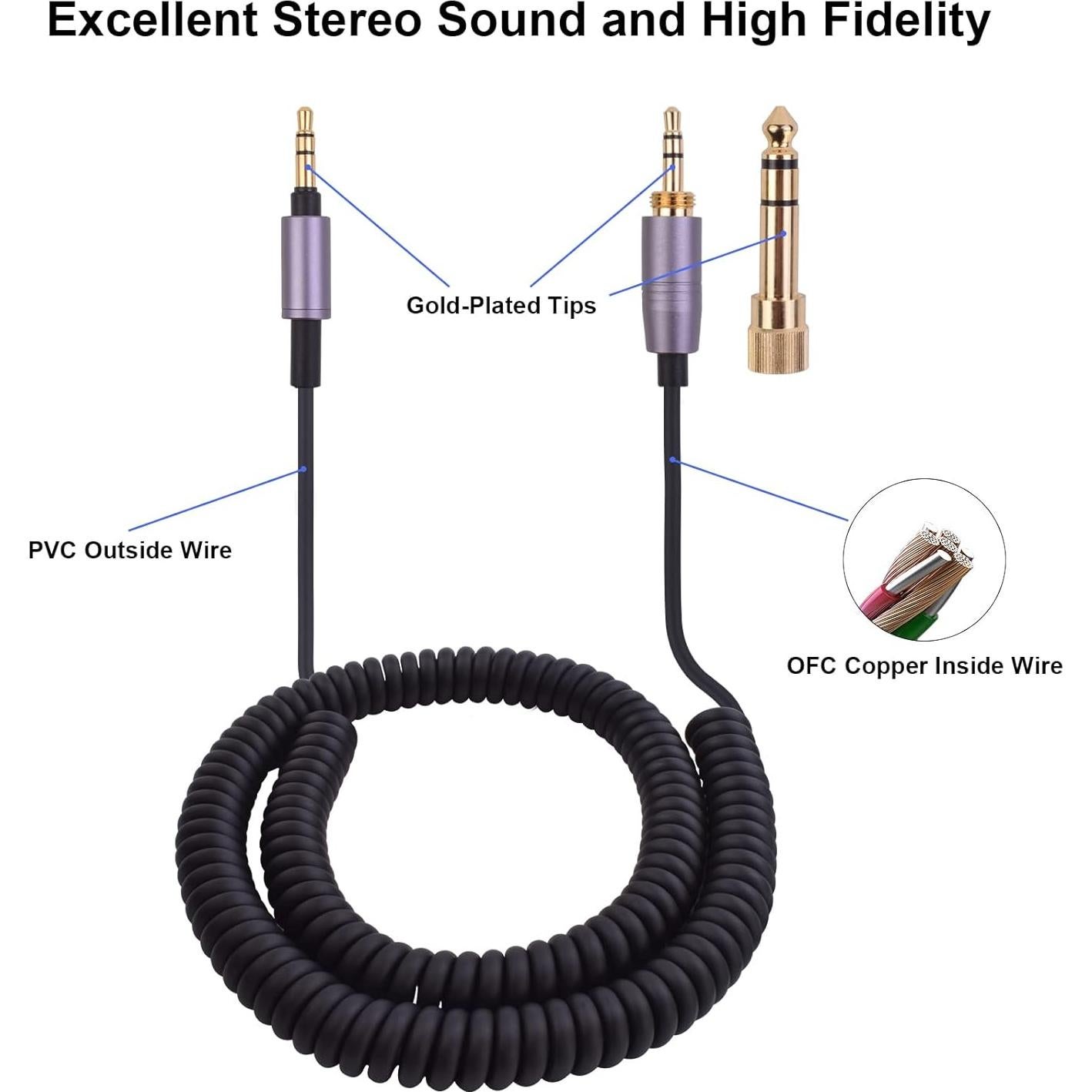Cable de Audio Aux Reemplazo 1.5m-4.3m para Audio Technica ATH-M50xBT