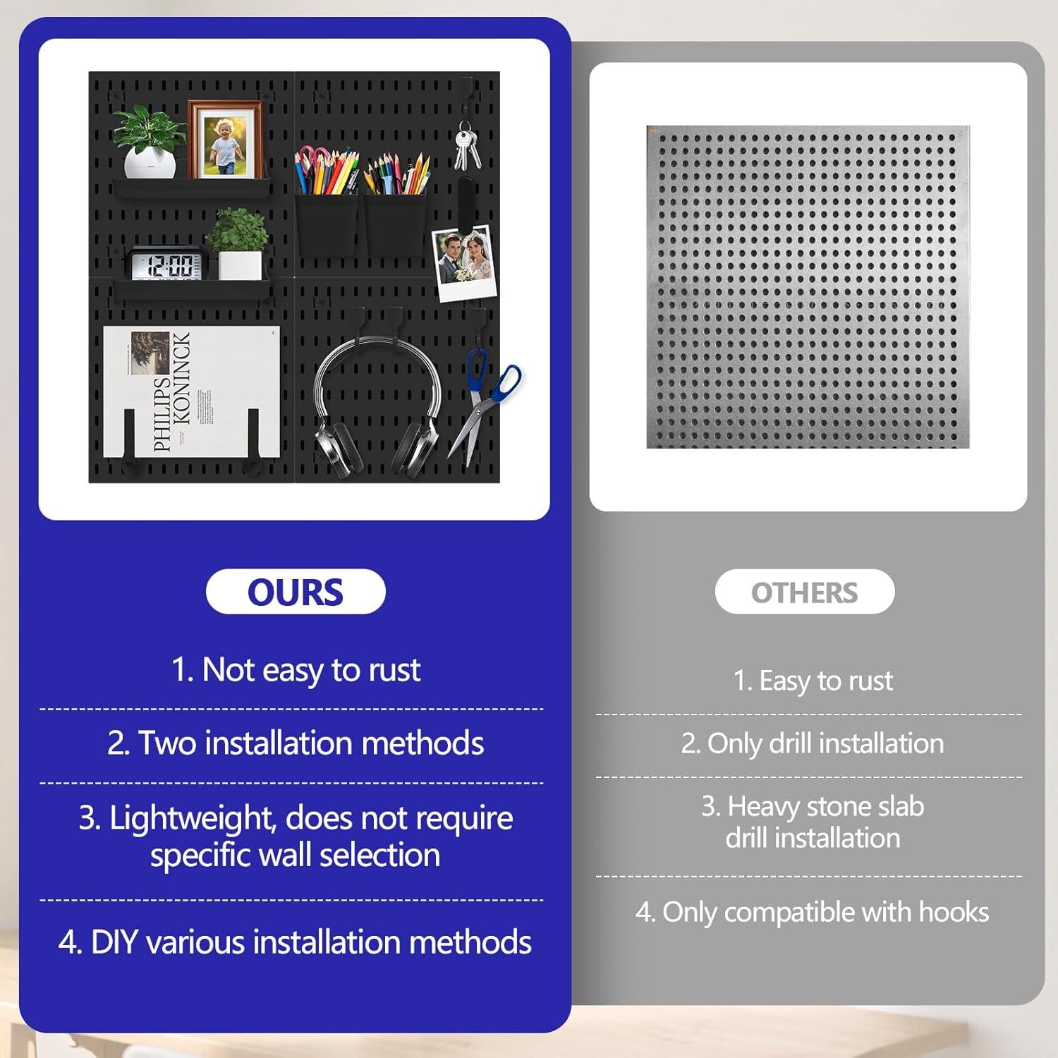 Kit Organizador de Pared Modular Hellpnoom 4 Tableros Perforados