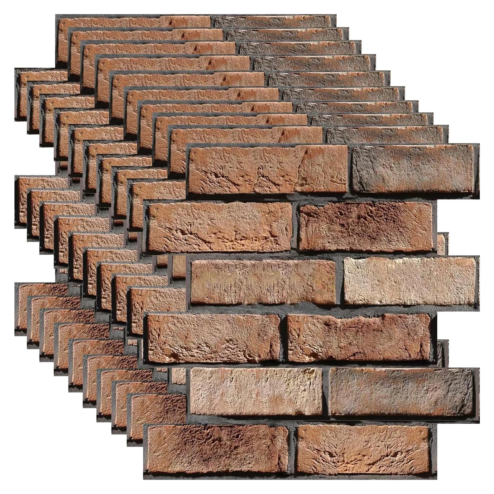 Paneles de Pared 3D Autoadhesivos Veczom - Ladrillo Rojo 10 Unidades