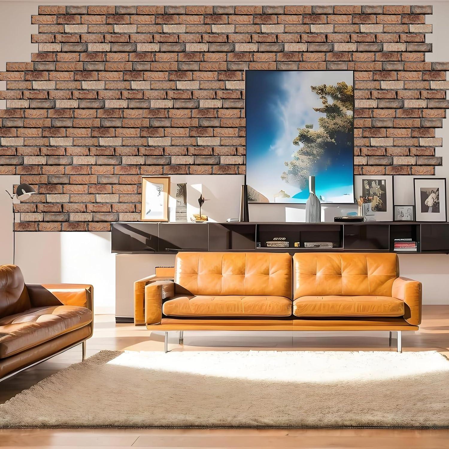 Paneles de Pared 3D Autoadhesivos Veczom - Ladrillo Rojo 10 Unidades