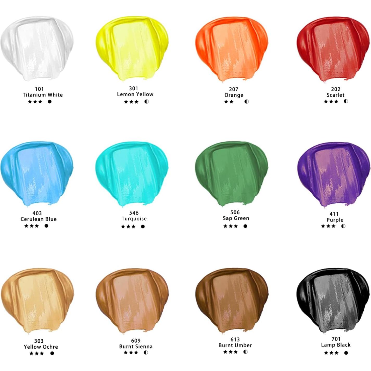 Set de Pintura Acrílica Artecho 12 Colores 500ml No Tóxica