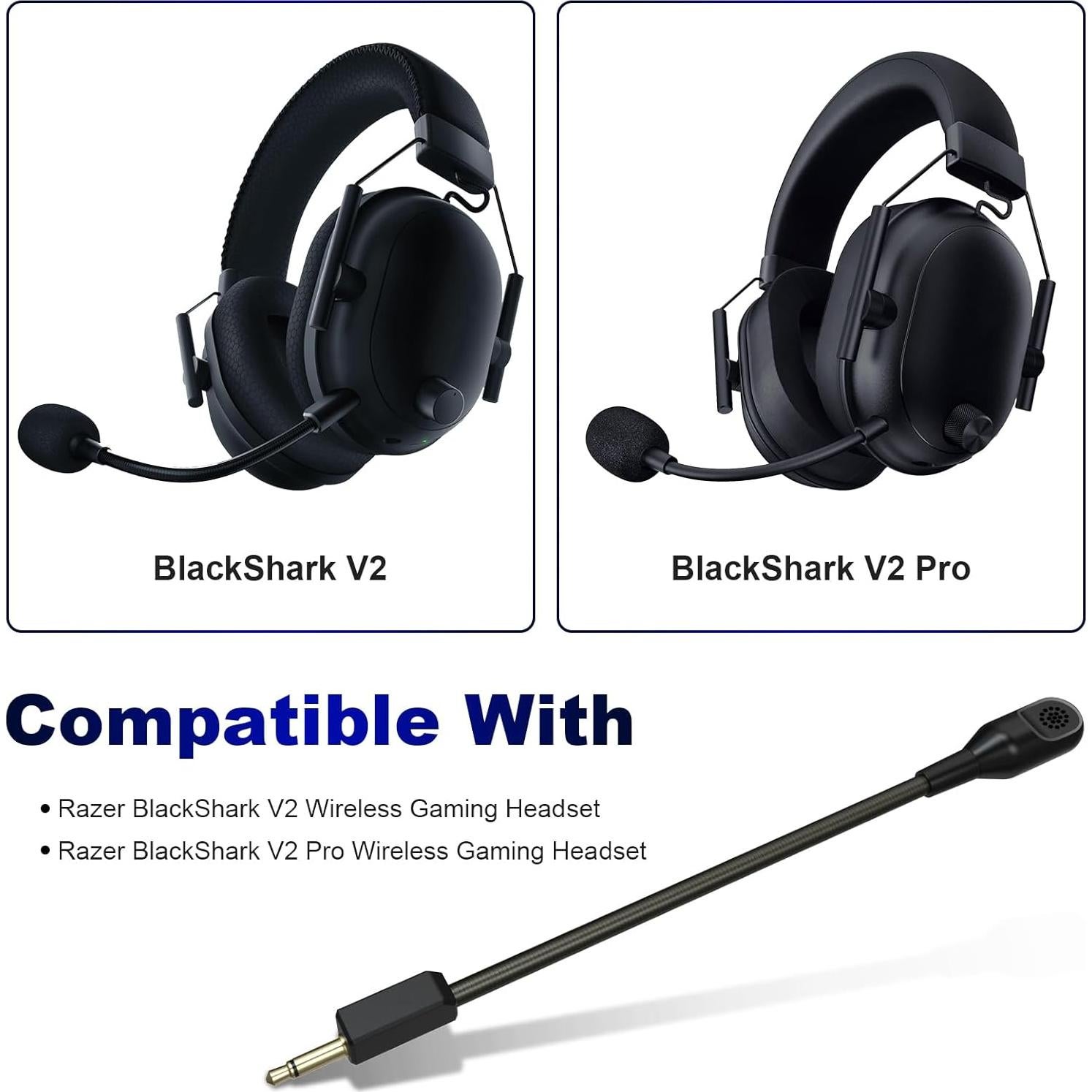 Blackshark V2 Replacement Microphone for Razer BlackShark V2, V2 Pro, V2 SE Wireless Gaming Headset Detachable 3.5mm Game Boom Noise Cancelling for PS4 Pro PS5 Xbox One X PC Gaming Headsets with Foam