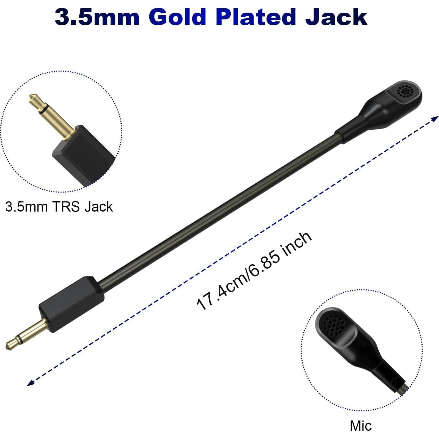 Blackshark V2 Replacement Microphone for Razer BlackShark V2, V2 Pro, V2 SE Wireless Gaming Headset Detachable 3.5mm Game Boom Noise Cancelling for PS4 Pro PS5 Xbox One X PC Gaming Headsets with Foam