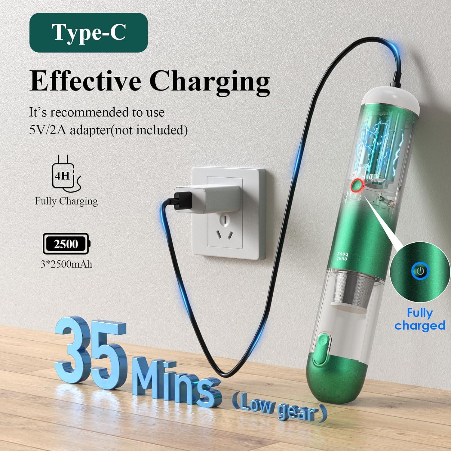 Aspiradora de Mano Inalámbrica Minthouz 17000Pa 120W Azul