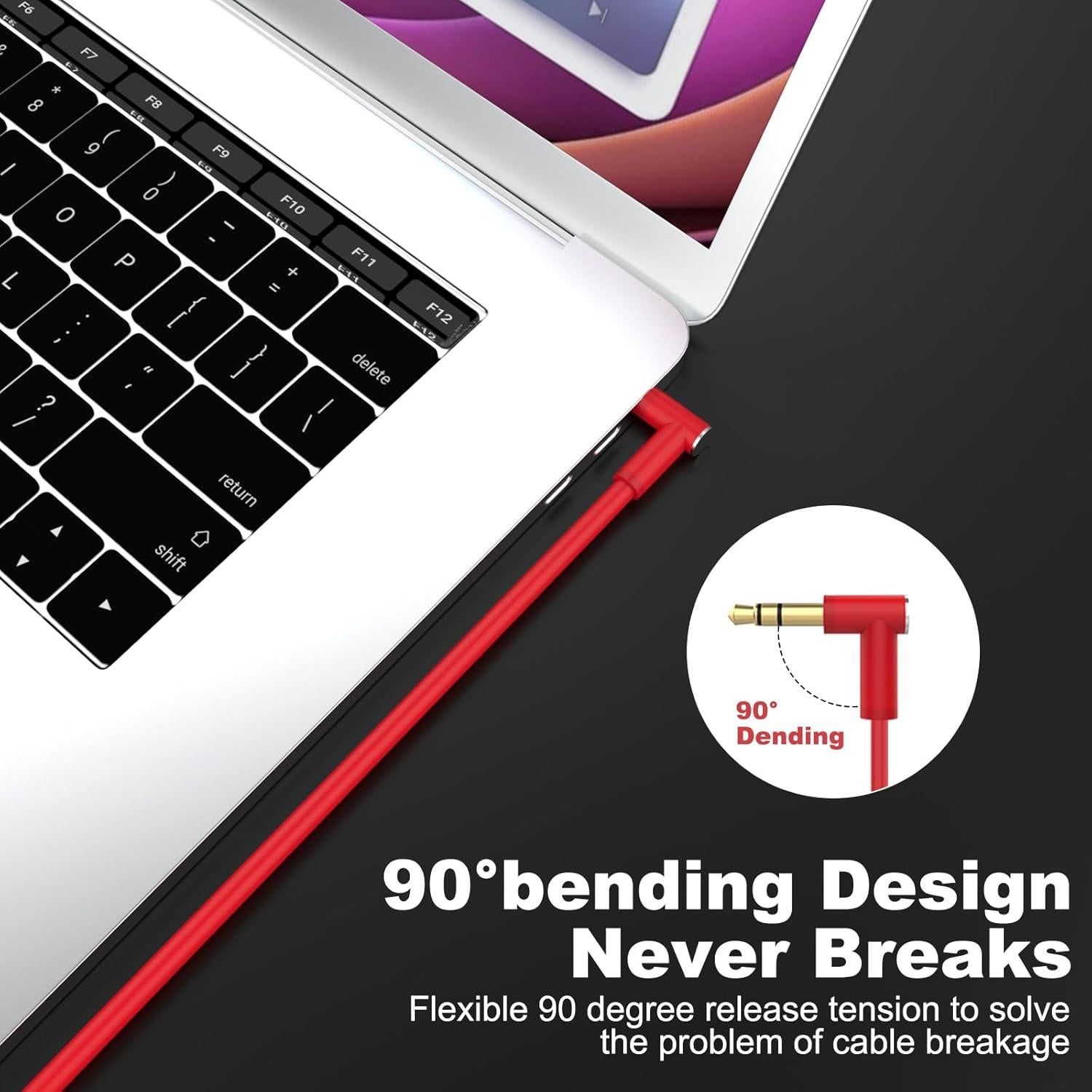 Cable de audio 3.5mm Lusgawer para auriculares Beats Solo 3 Rojo