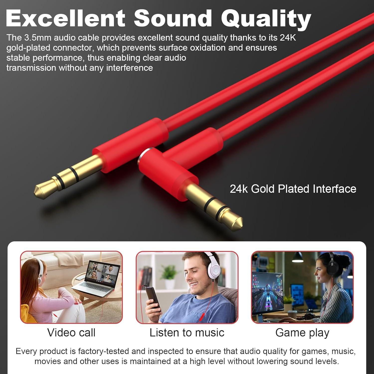 Cable de audio 3.5mm Lusgawer para auriculares Beats Solo 3 Rojo