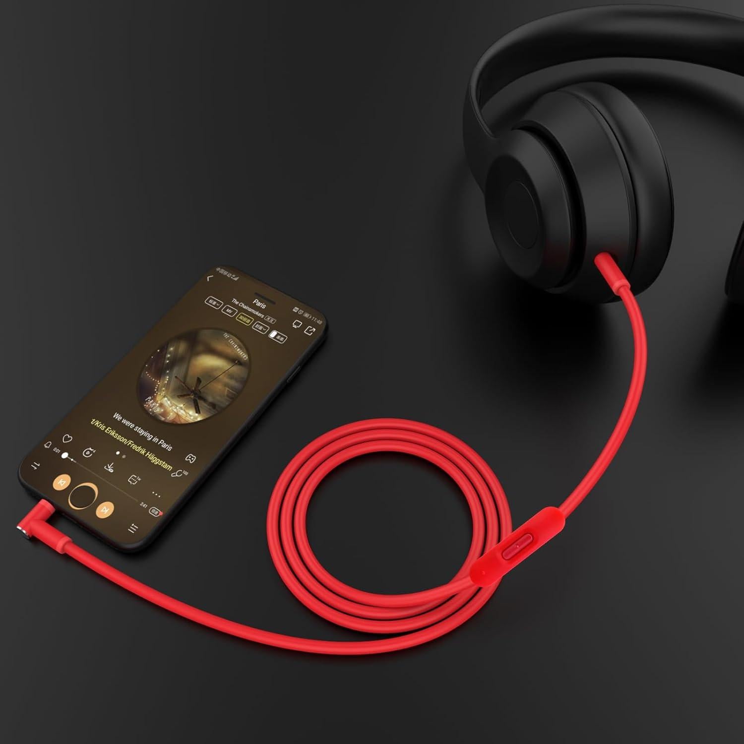 Cable de audio 3.5mm Lusgawer para auriculares Beats Solo 3 Rojo