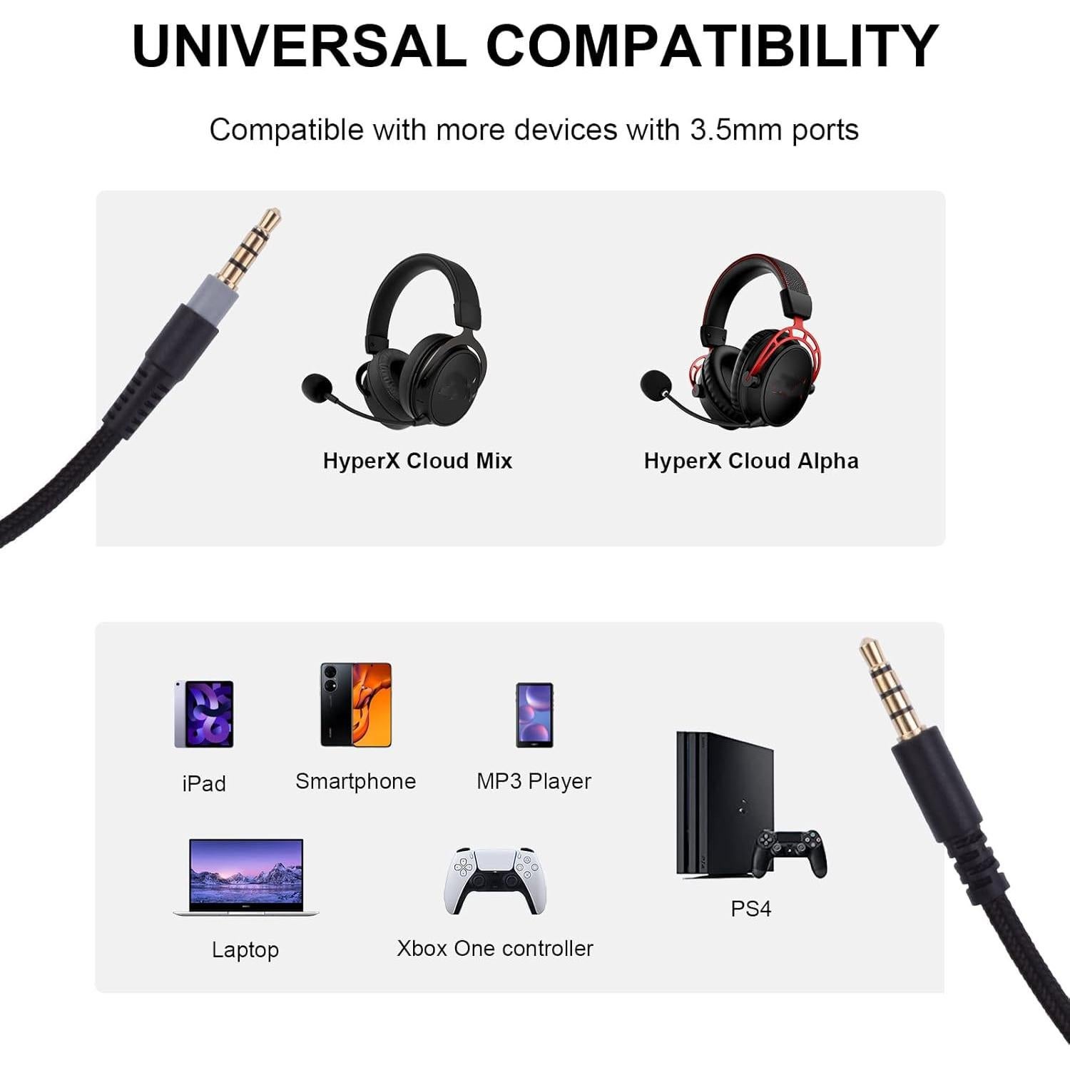 Cable de Reemplazo Sqrgreat 1.5m para Kingston HyperX Cloud Alpha