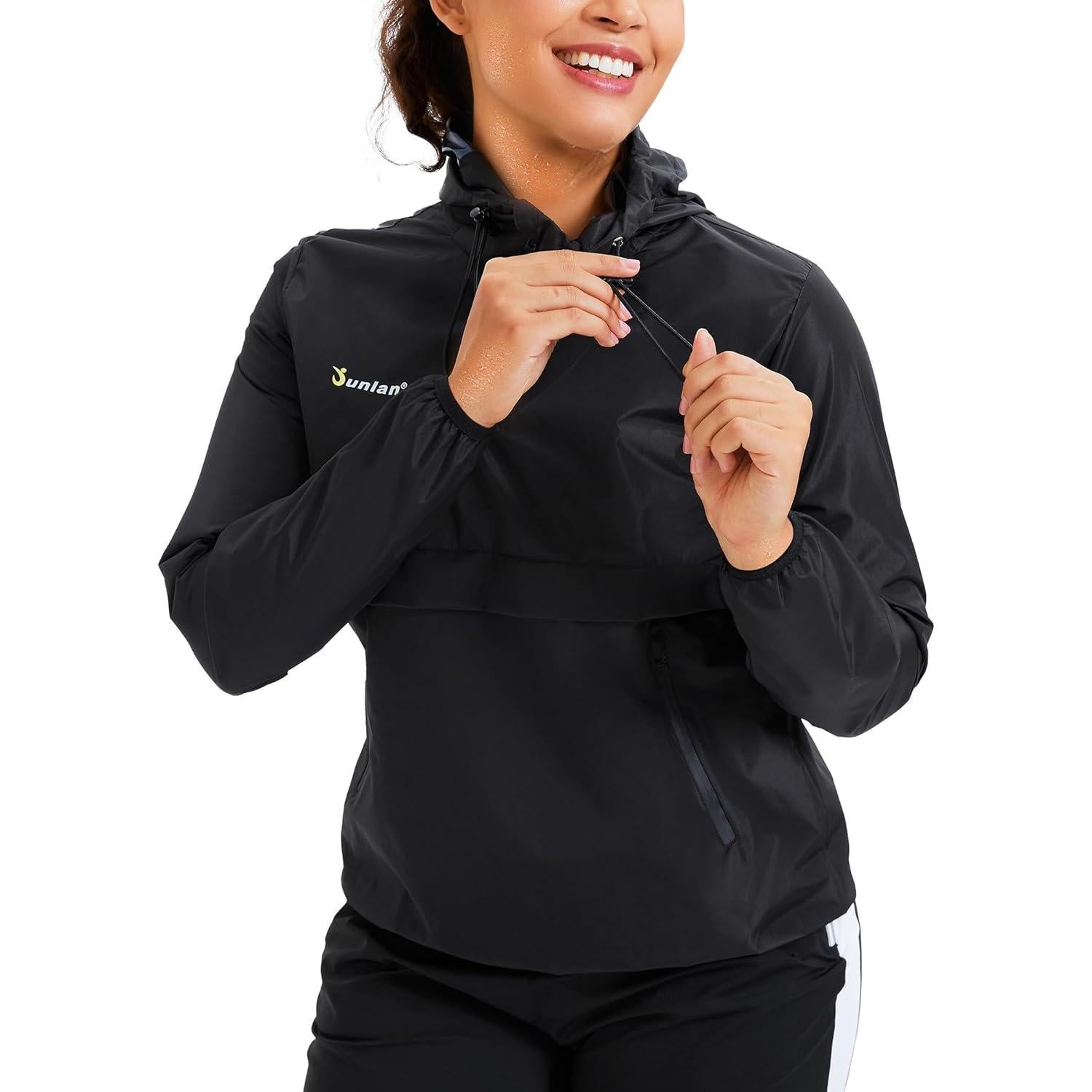 Traje de Sauna Junlan para Mujeres Chaqueta Sudor Mediana Azul