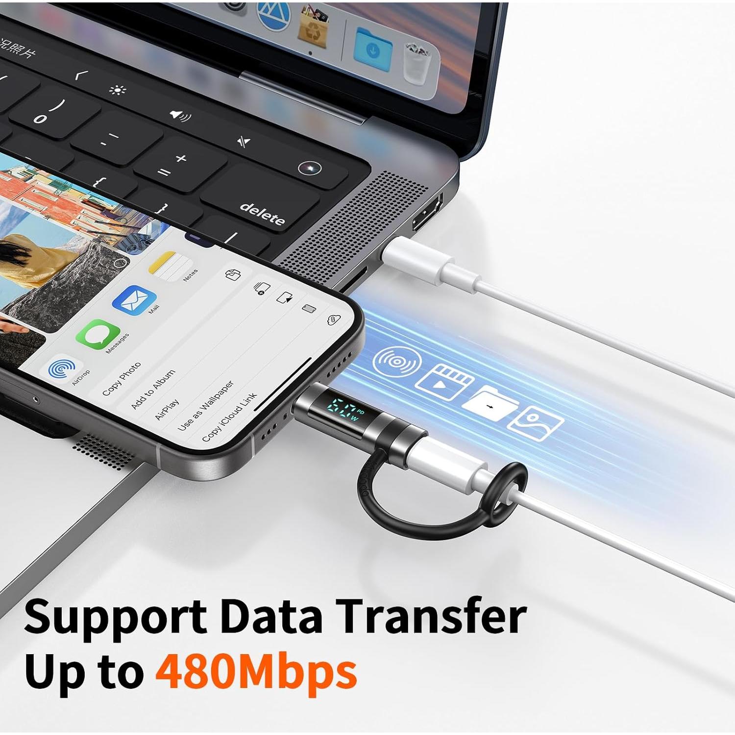 Adaptador Lightning a USB-C Mcdodo 60W con Pantalla Digital