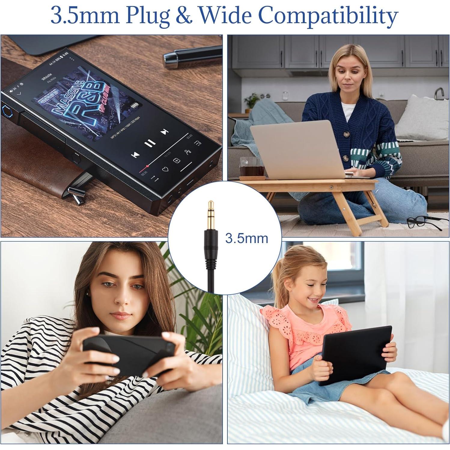 Yuandao 3.5mm Jack Wired Earbuds, HiFi Sound Audiophile Earphones with no Mic, 5 Year Warranty, Bass Stereo Wire in-Ear Headphones for iPhone, Android, PC, MacBook, Laptop, Tablet, Gaming