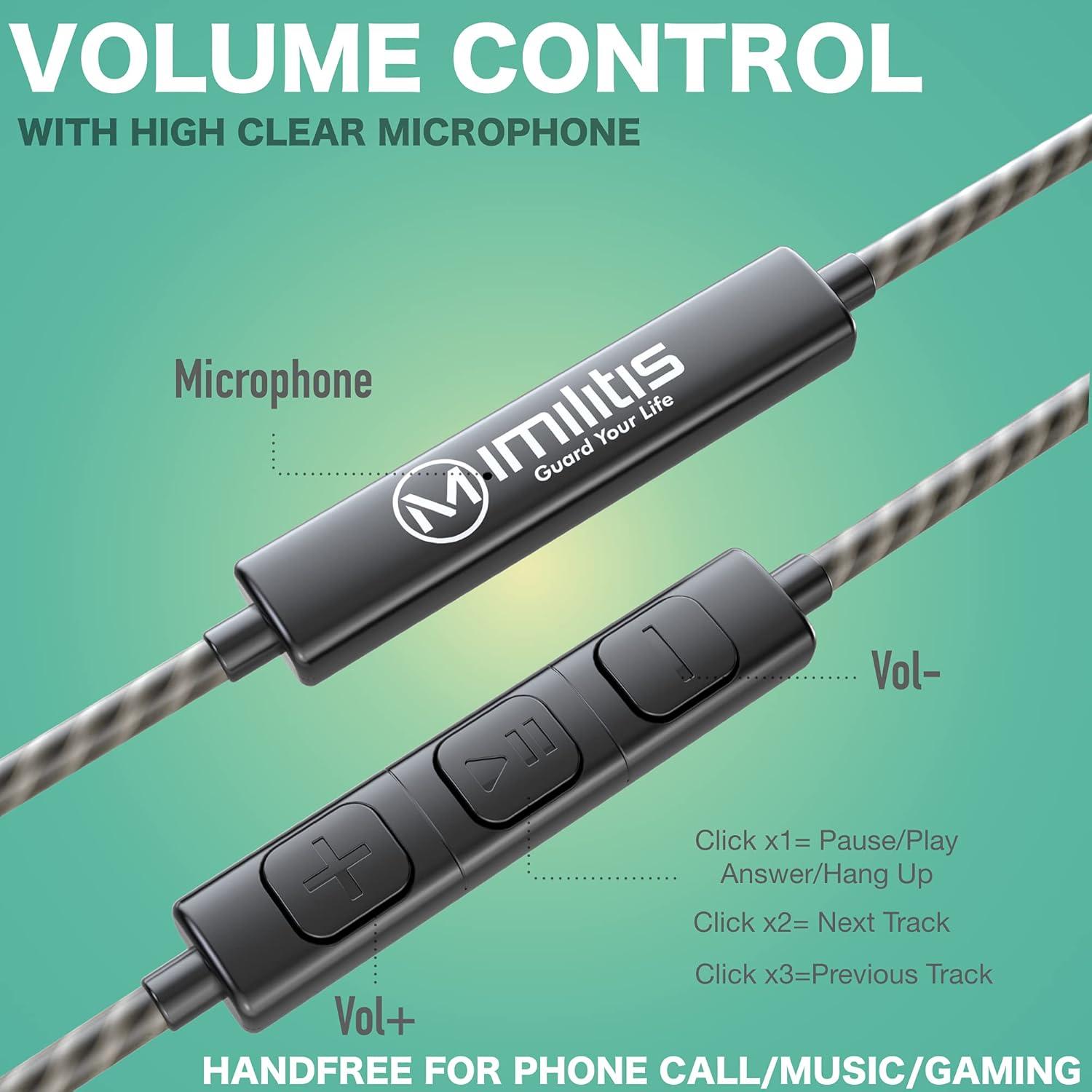 Auriculares In Ear IMILITIS con Micrófono y Control de Volumen