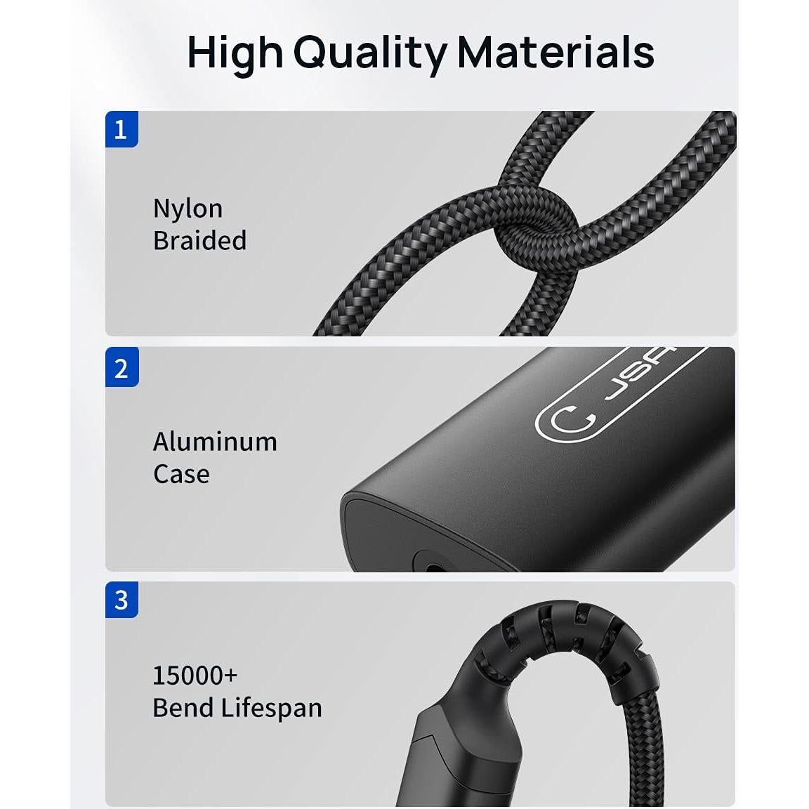 Adaptador JSAUX USB C a 3.5mm y Carga Rápida 60W - Negro