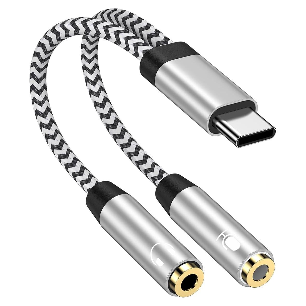 Adaptador USB C a 3.5mm AILKIN con divisor de micrófono