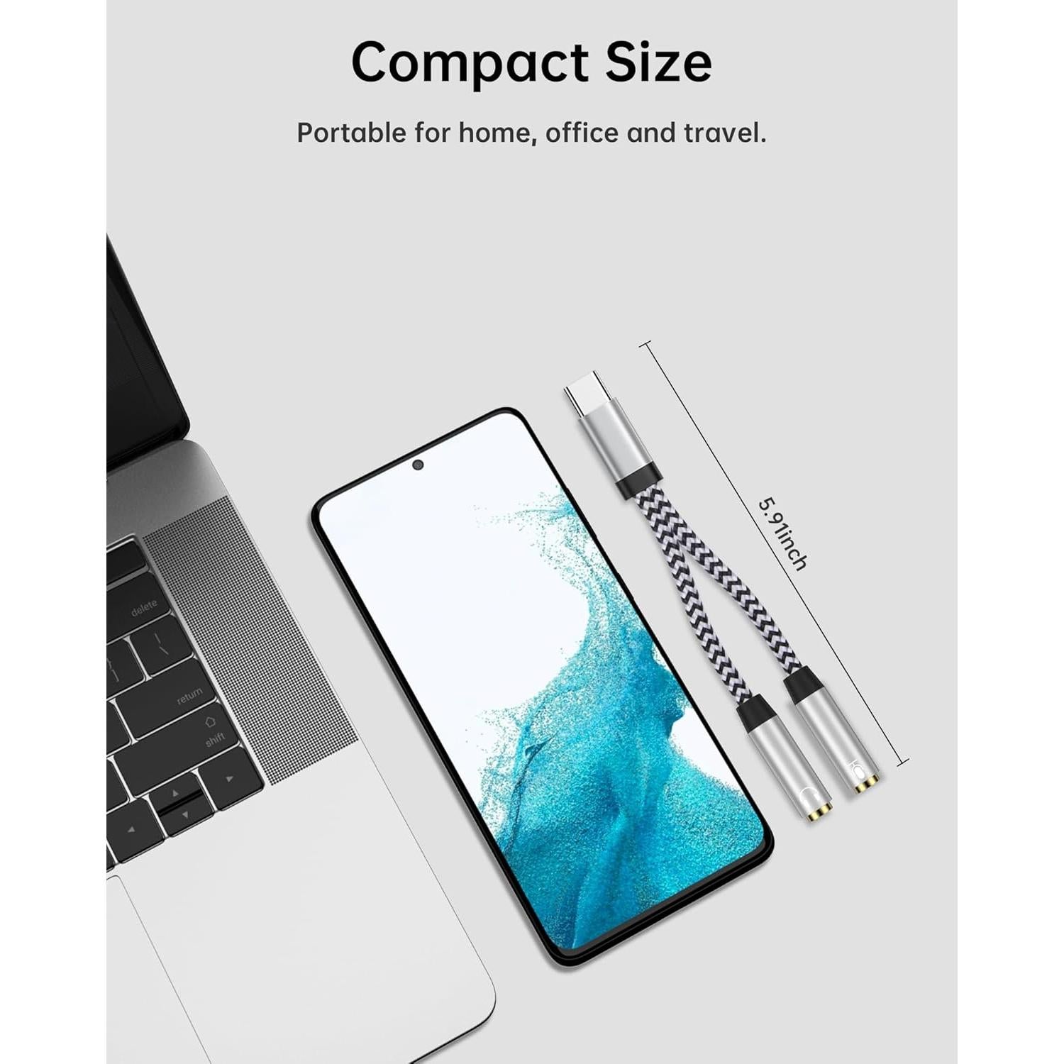 Adaptador USB C a 3.5mm AILKIN con divisor de micrófono