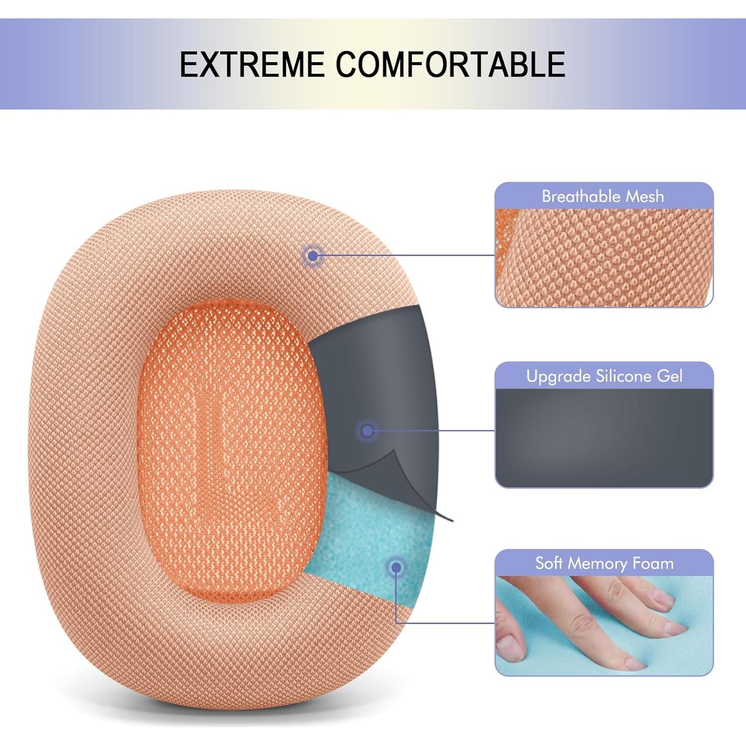 Almohadillas de Reemplazo GVOEARS para AirPods Max 2024 - Malla Naranja