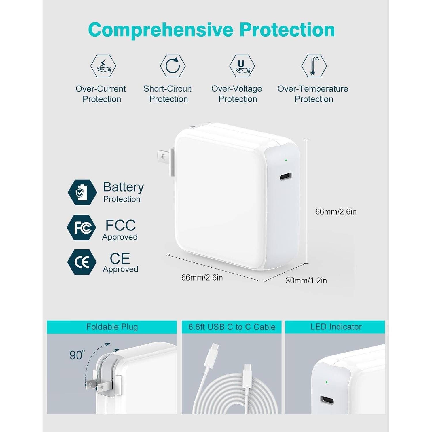 Cargador IFEART 70W USB-C para MacBook y iPad 2m