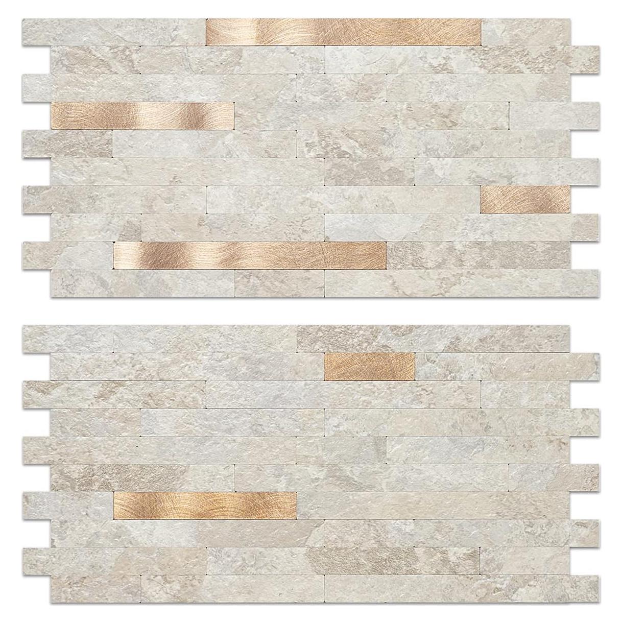 Azulejos de PVC Autoadhesivos AULIGET 2 Hojas Beige Piedra