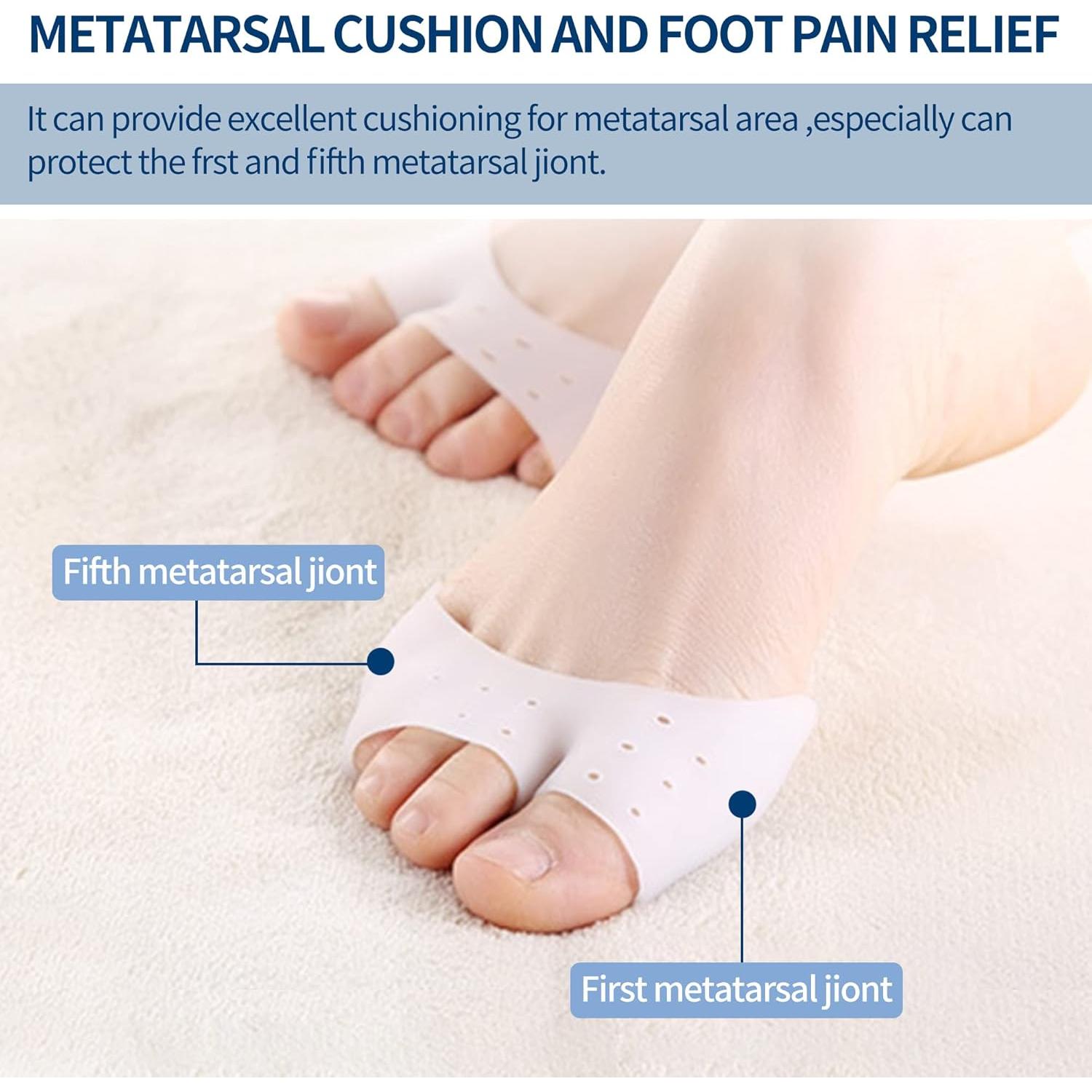 2 Pares Fundas de Gel Silicona Metatarsales Alivio Dolor