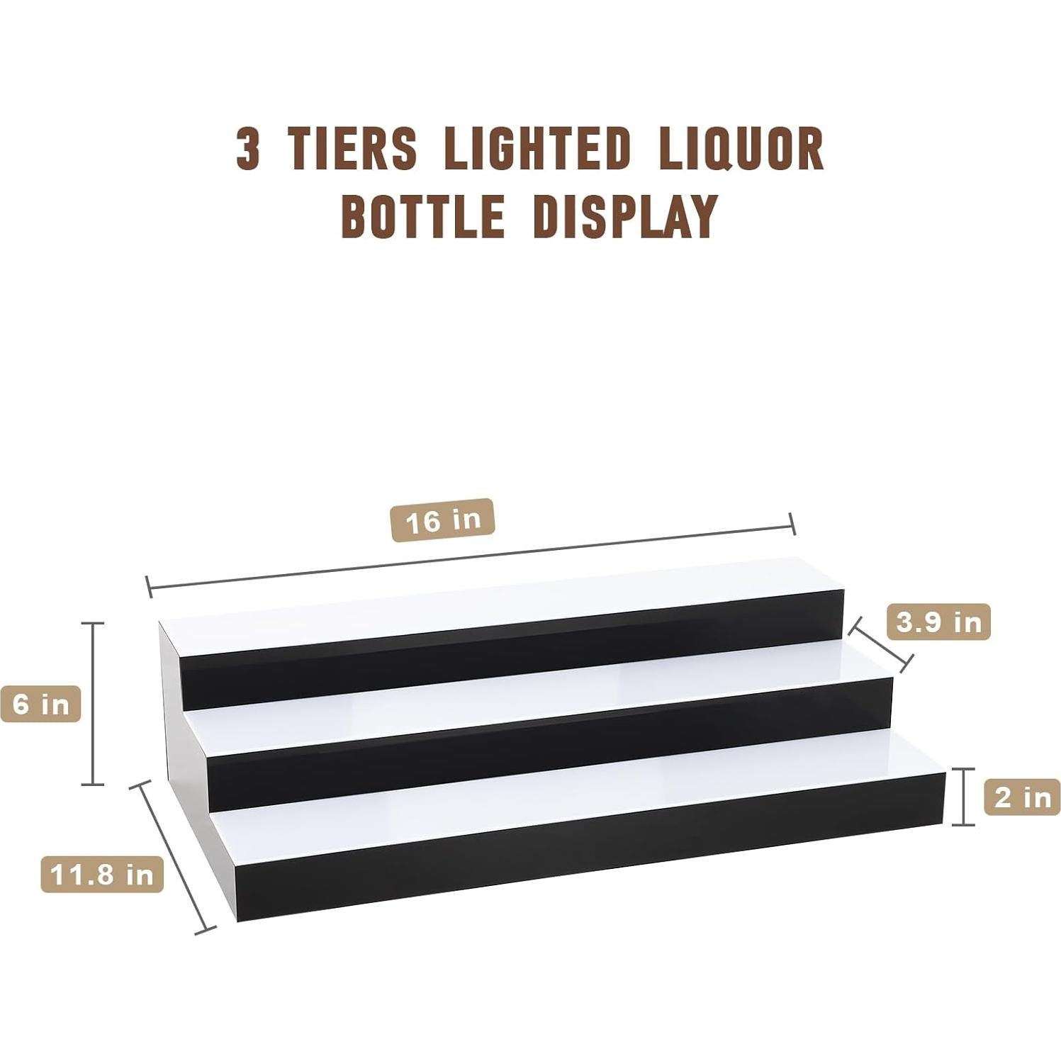 Exhibidor de Botellas de Licor LED FAHKNS 3 Niveles 40.64 cm
