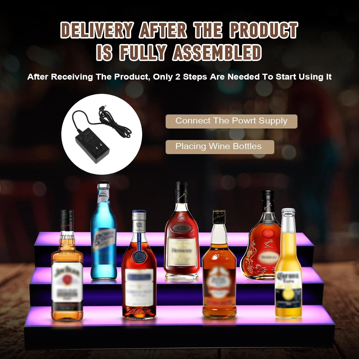 Exhibidor de Botellas de Licor LED FAHKNS 3 Niveles 40.64 cm