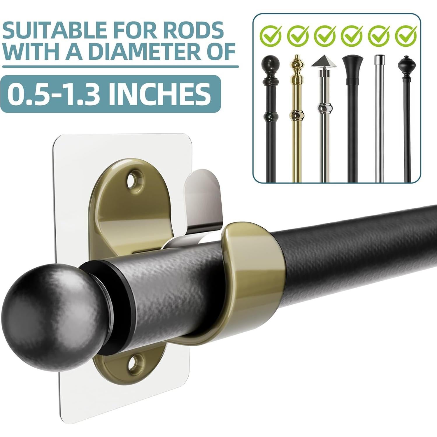 Soportes de Barra de Cortina Adhesivos Antimbee 8 PCS 3.3cm