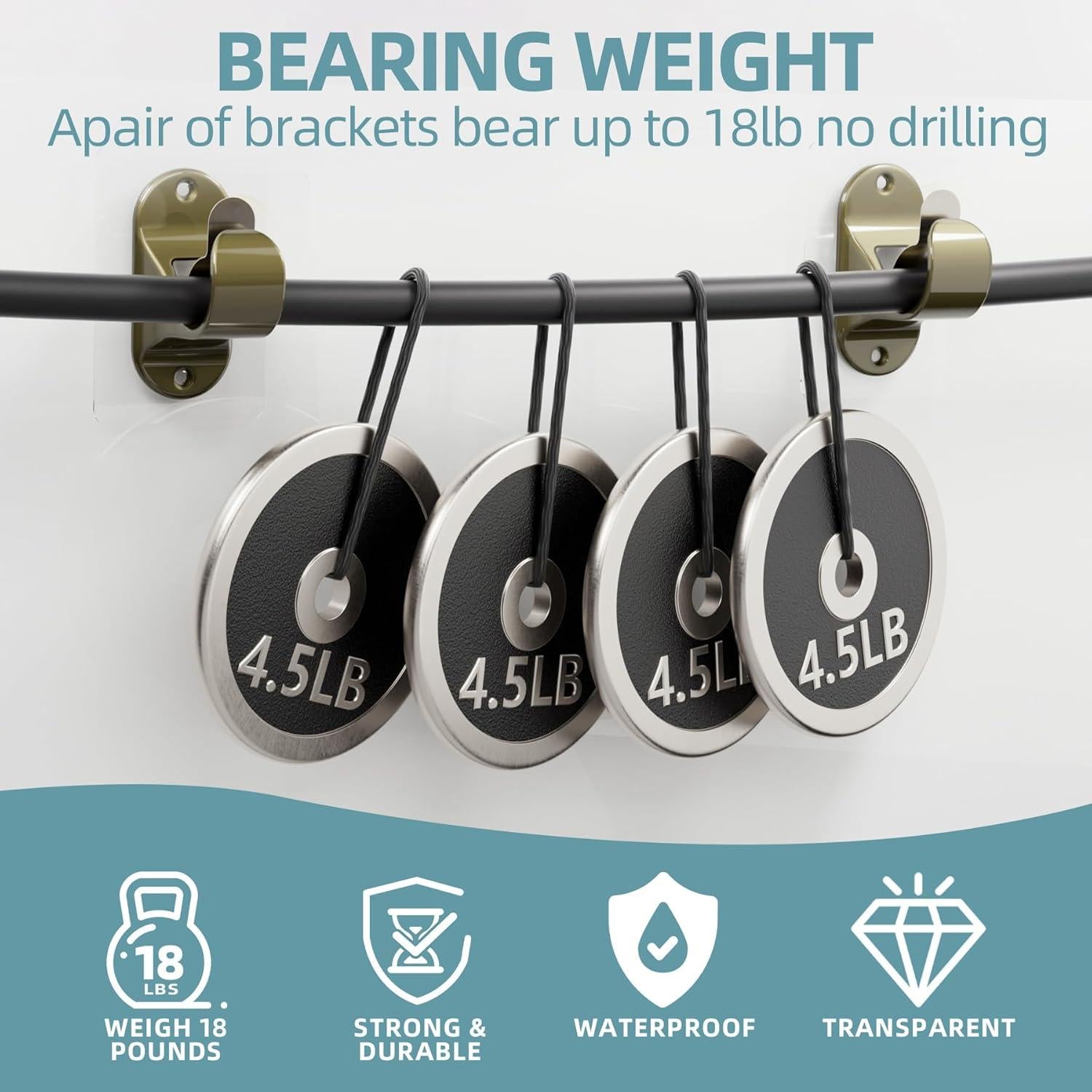 Soportes de Barra de Cortina Adhesivos Antimbee 8 PCS 3.3cm