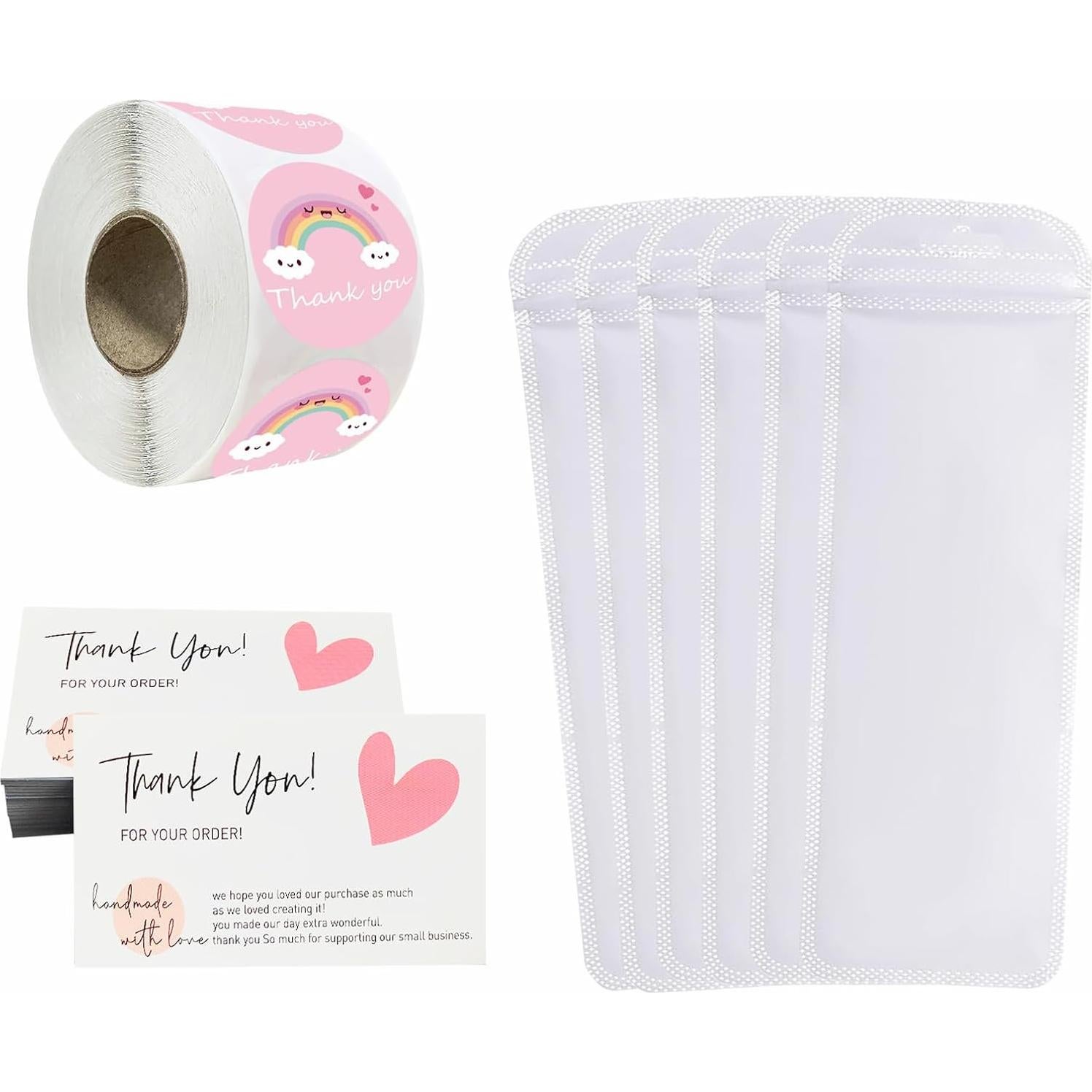 650 Bolsas Reutilizables 7x20cm + 500 Etiquetas Agradecimiento