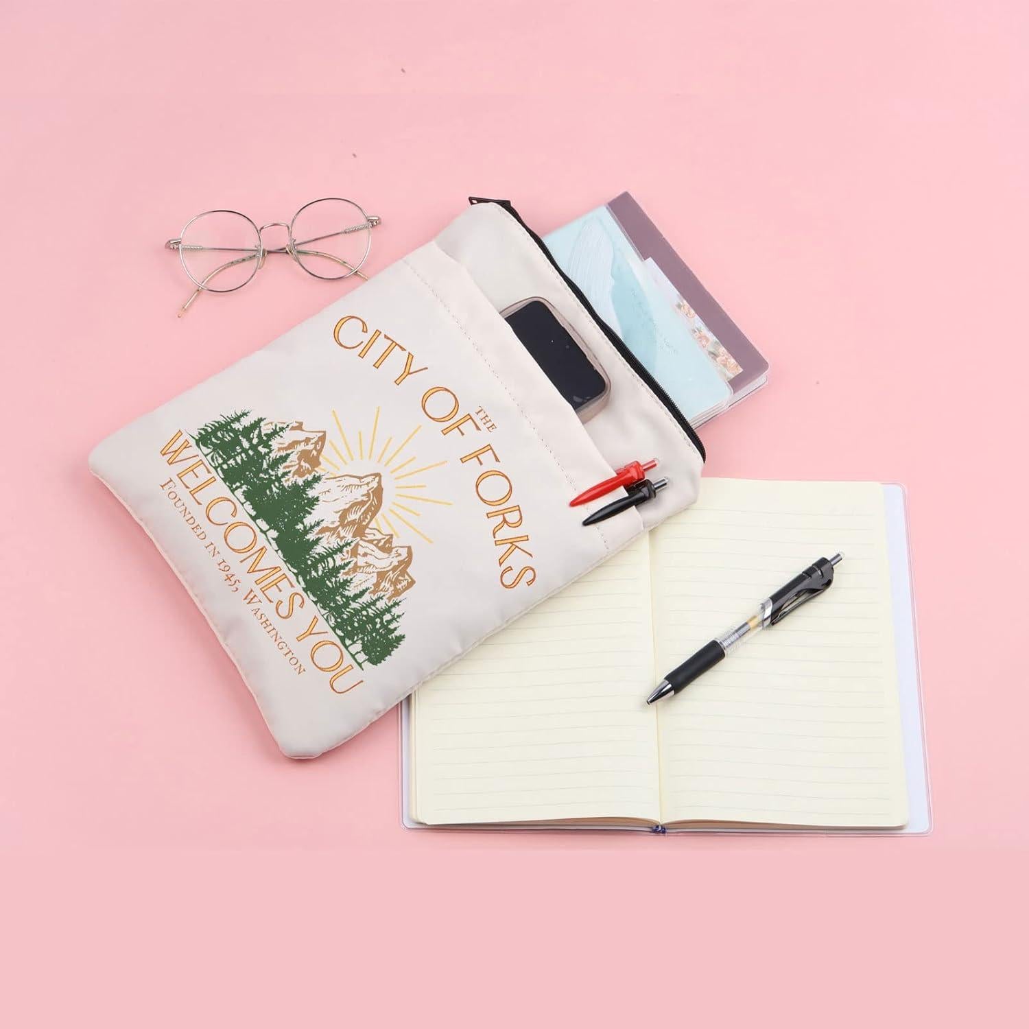 Bolsa de Libros JNIAP Ciudad de Forks con Cremallera 22x29cm