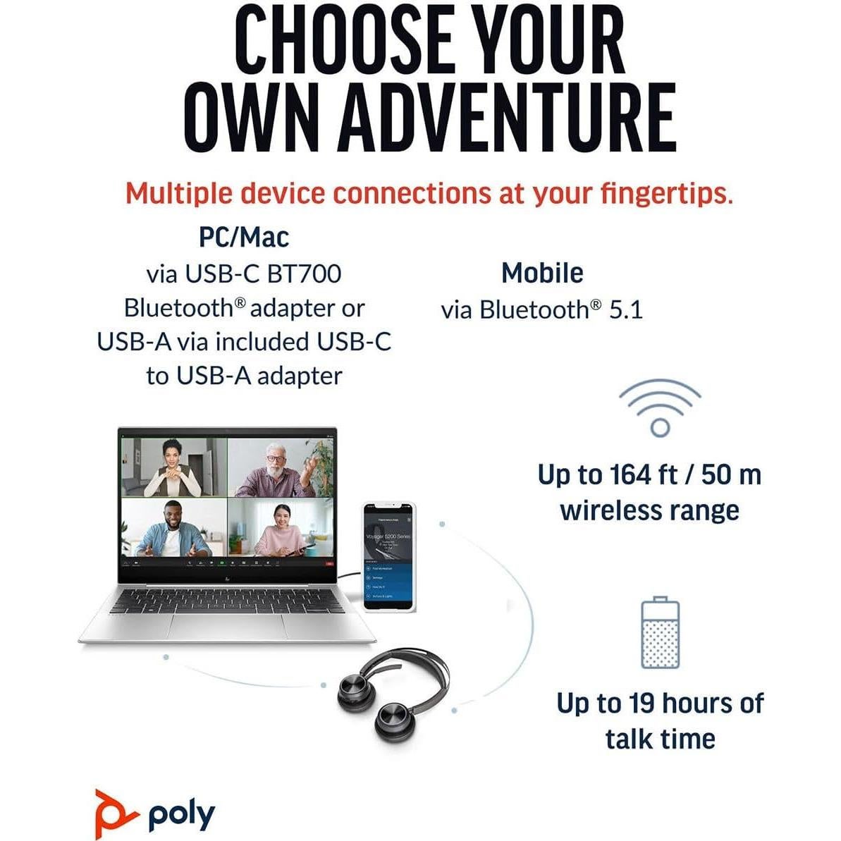 Auricular Bluetooth Poly Voyager Focus 2 ANC - 0.18 kg