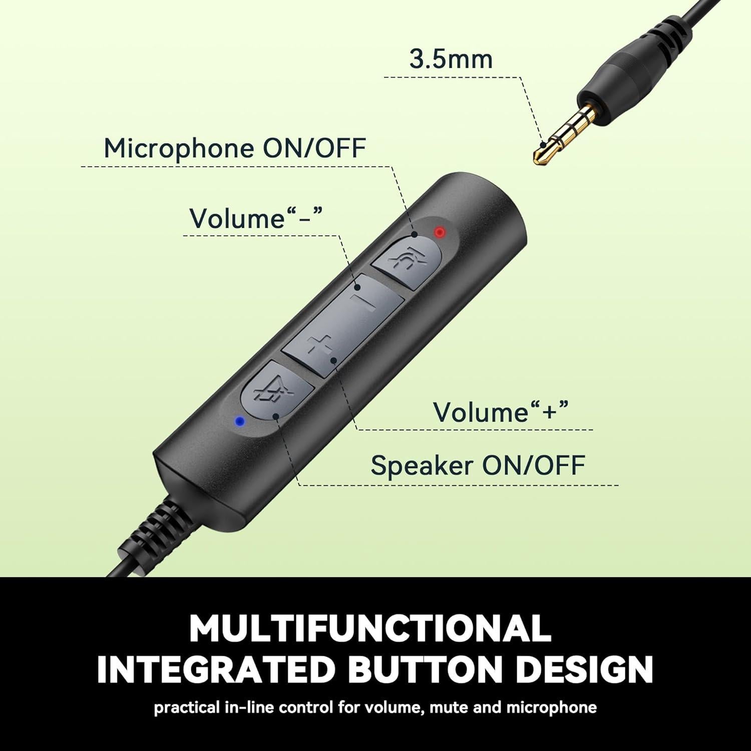 Auricular Wantek USB y 3.5mm con micrófono cancelación ruido