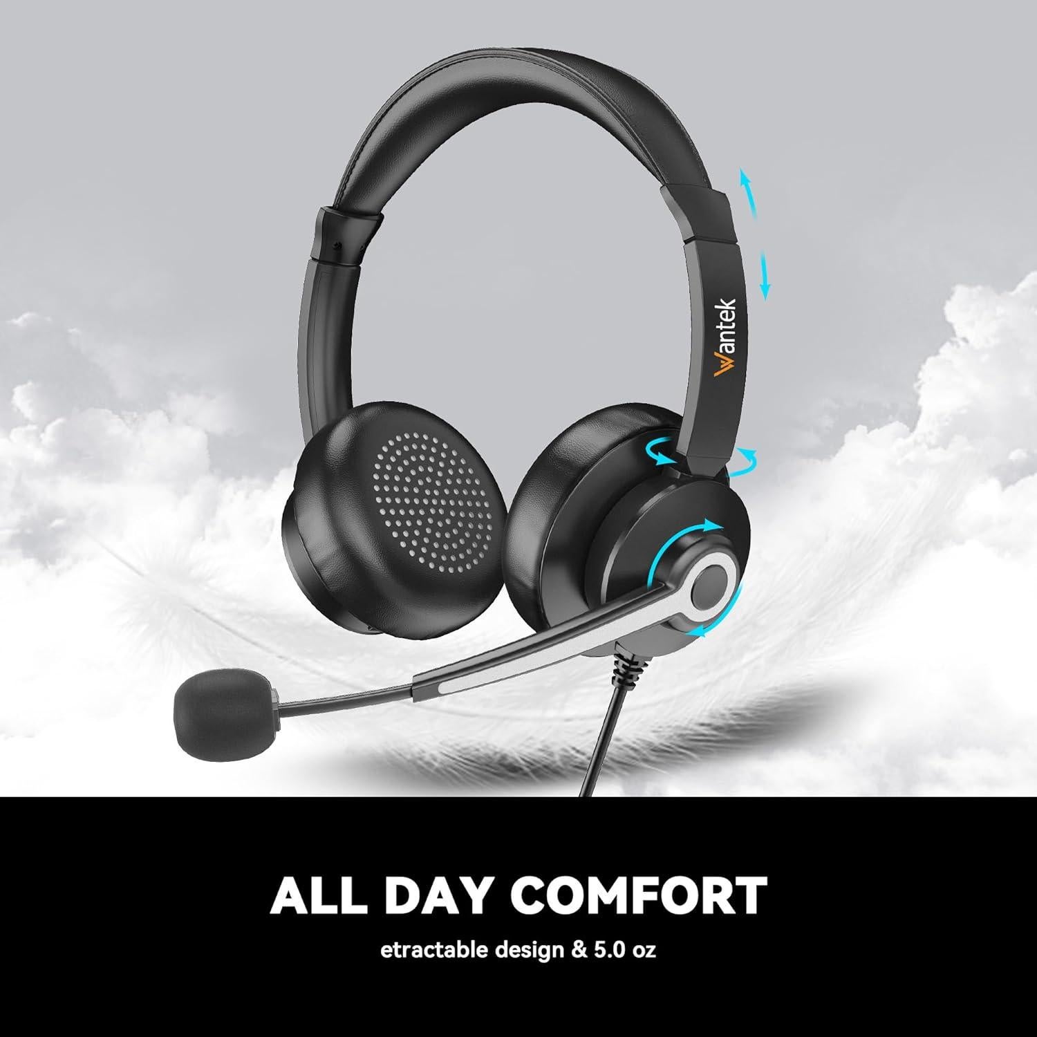 Auricular Wantek USB y 3.5mm con micrófono cancelación ruido