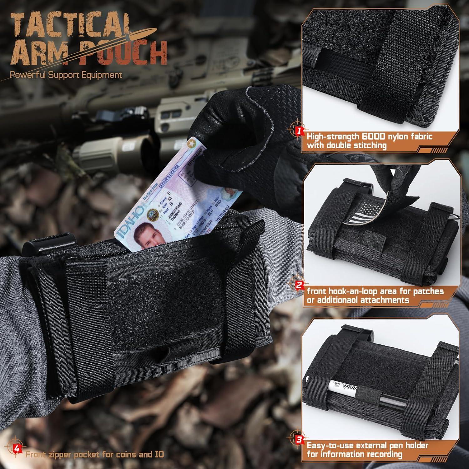 Funda de Mapa Táctica LIVANS Negra para Brazo - 3 Bolsillos