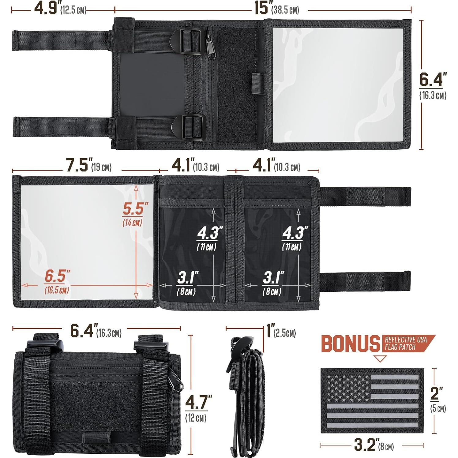 Funda de Mapa Táctica LIVANS Negra para Brazo - 3 Bolsillos